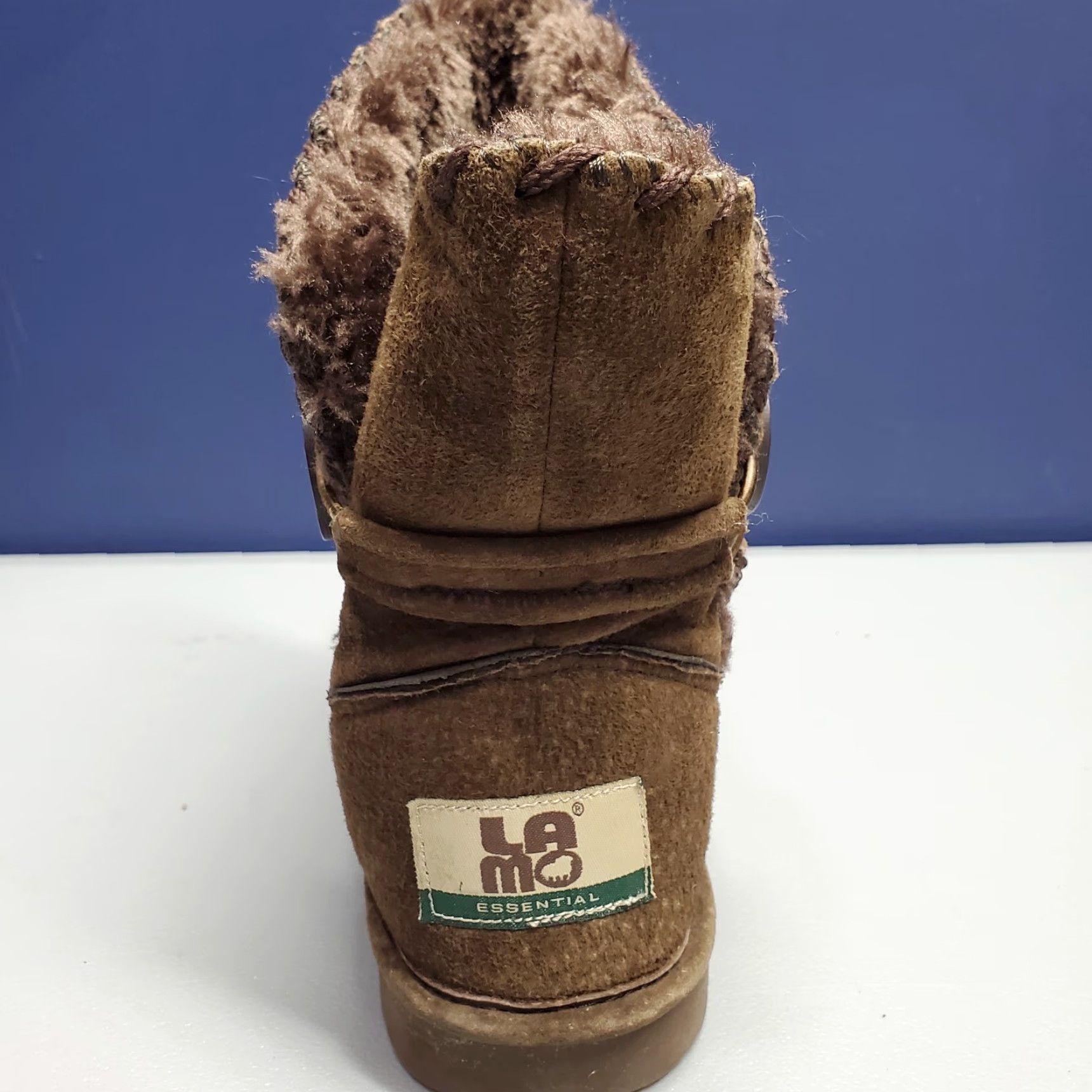 Vintage LAMO Winter Ankle Boots Womens Size 8 Brown Suede Pull On Whipstitch Faux Fur Casual Shoes Size US 8 / IT 38 - 4 Thumbnail