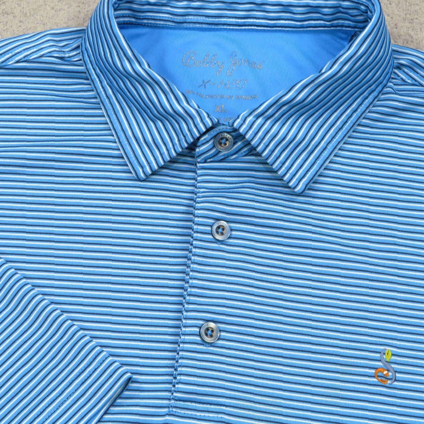 Vintage Bobby Jones Streamsong Polo Shirt Mens XL Blue White Stripe Golf Performance Size US XL / EU 56 / 4 - 2 Thumbnail