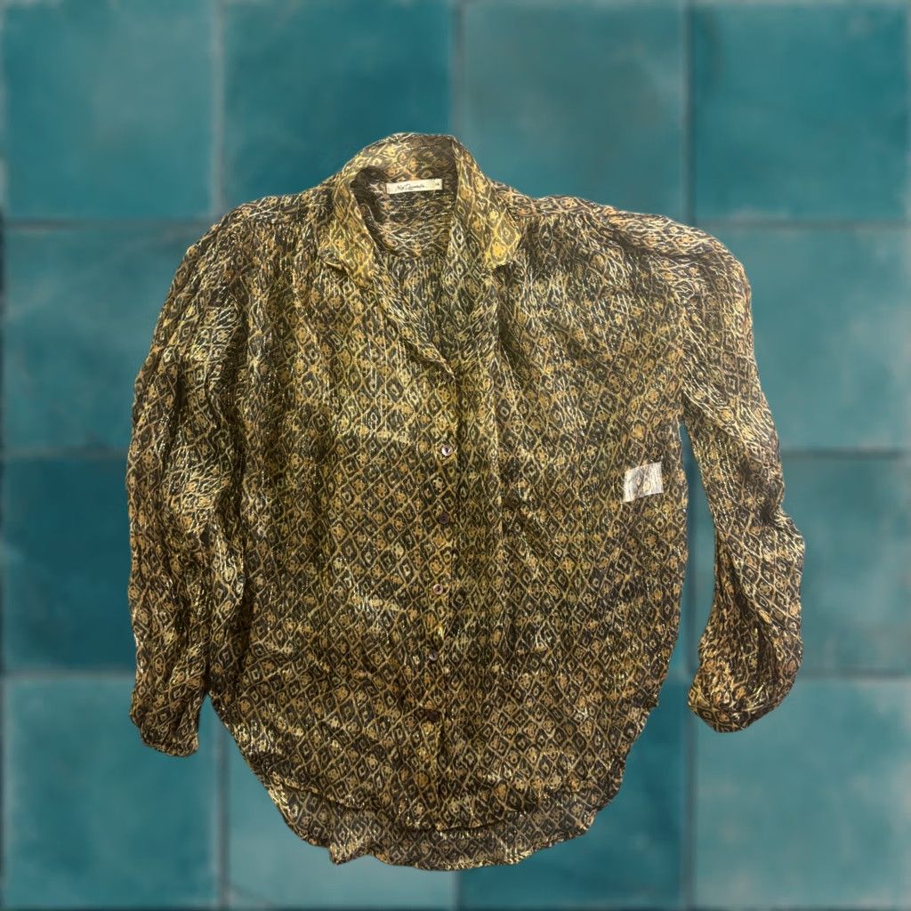 Mes Demoiselles Mes Demoiselles Romuald Shirt Womens 34 Gold Black Lurex Animal Print Button-Up Casual Bohemian 90s (no) Size XXS / US 00 / IT 34 - 1 Thumbnail