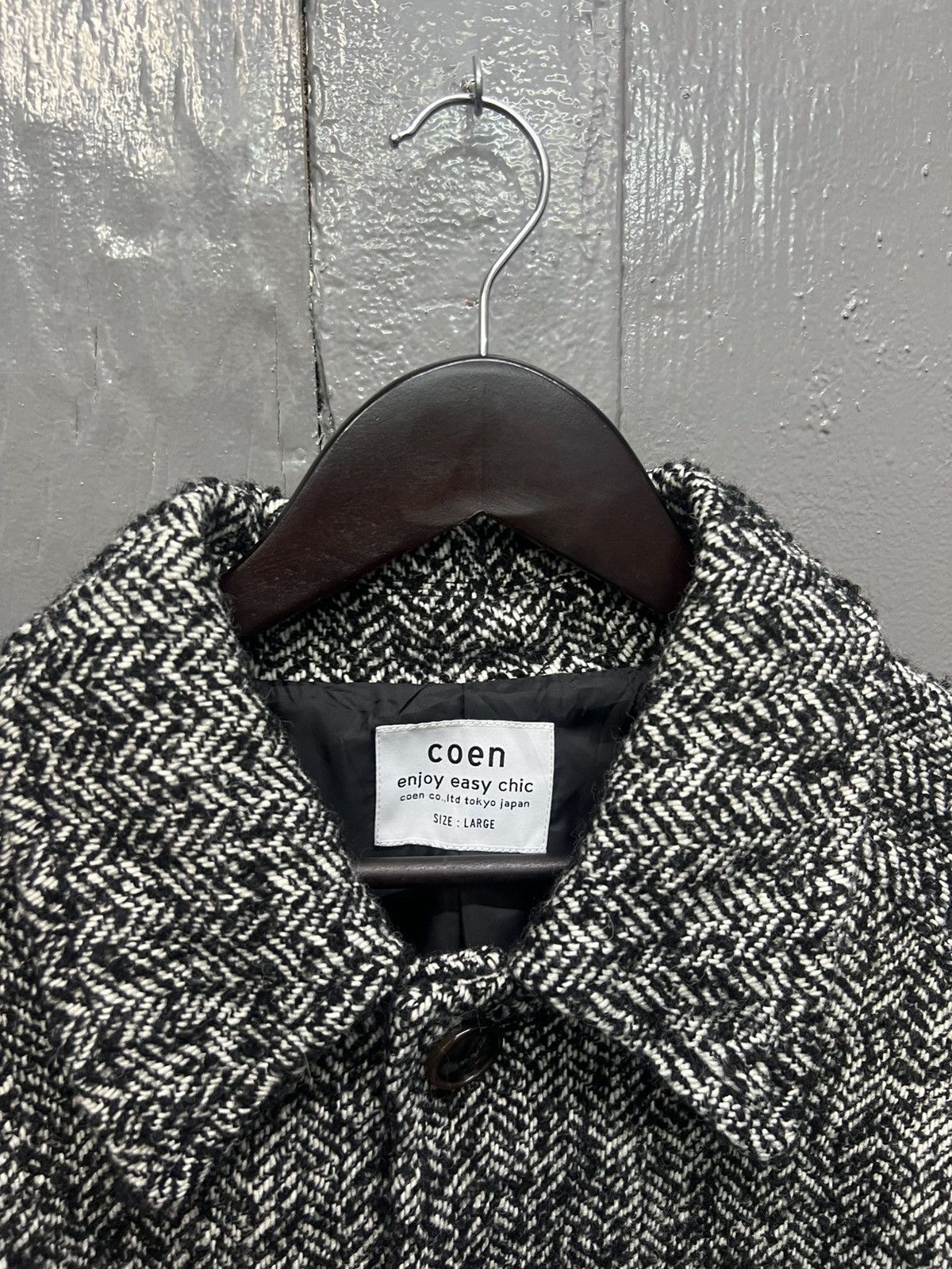 Japanese Brand Coen Herringbone Twill Coat Jacket Size US L / EU 52-54 / 3 - 7 Thumbnail