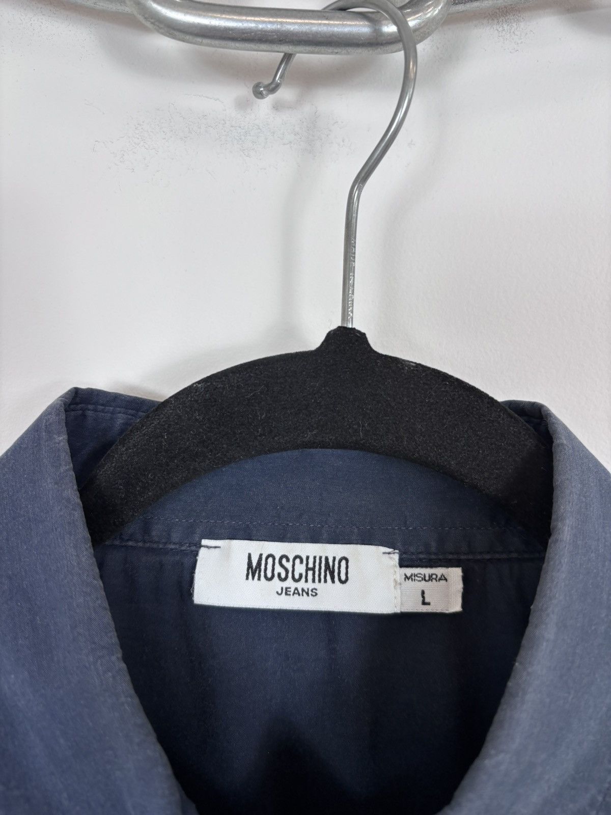 Moschino Vintage Moschino Jeans Men’s Navy Blue Short Sleeve Shirt Size US L / EU 52-54 / 3 - 10 Thumbnail