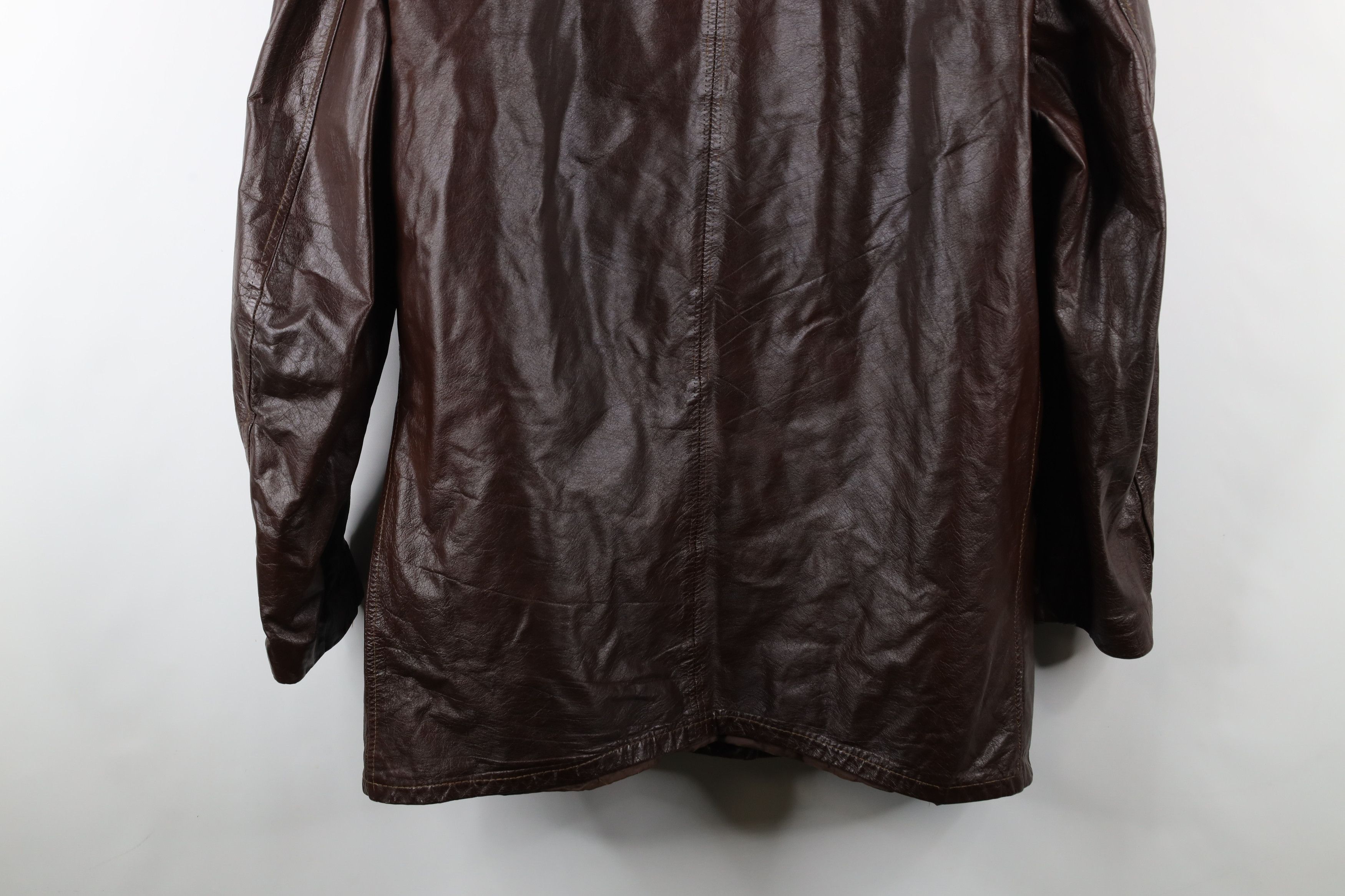 Vintage Vintage 70s Streetwear Lined Full Button Leather Jacket USA Size US XXL / EU 58 / 5 - 15 Thumbnail