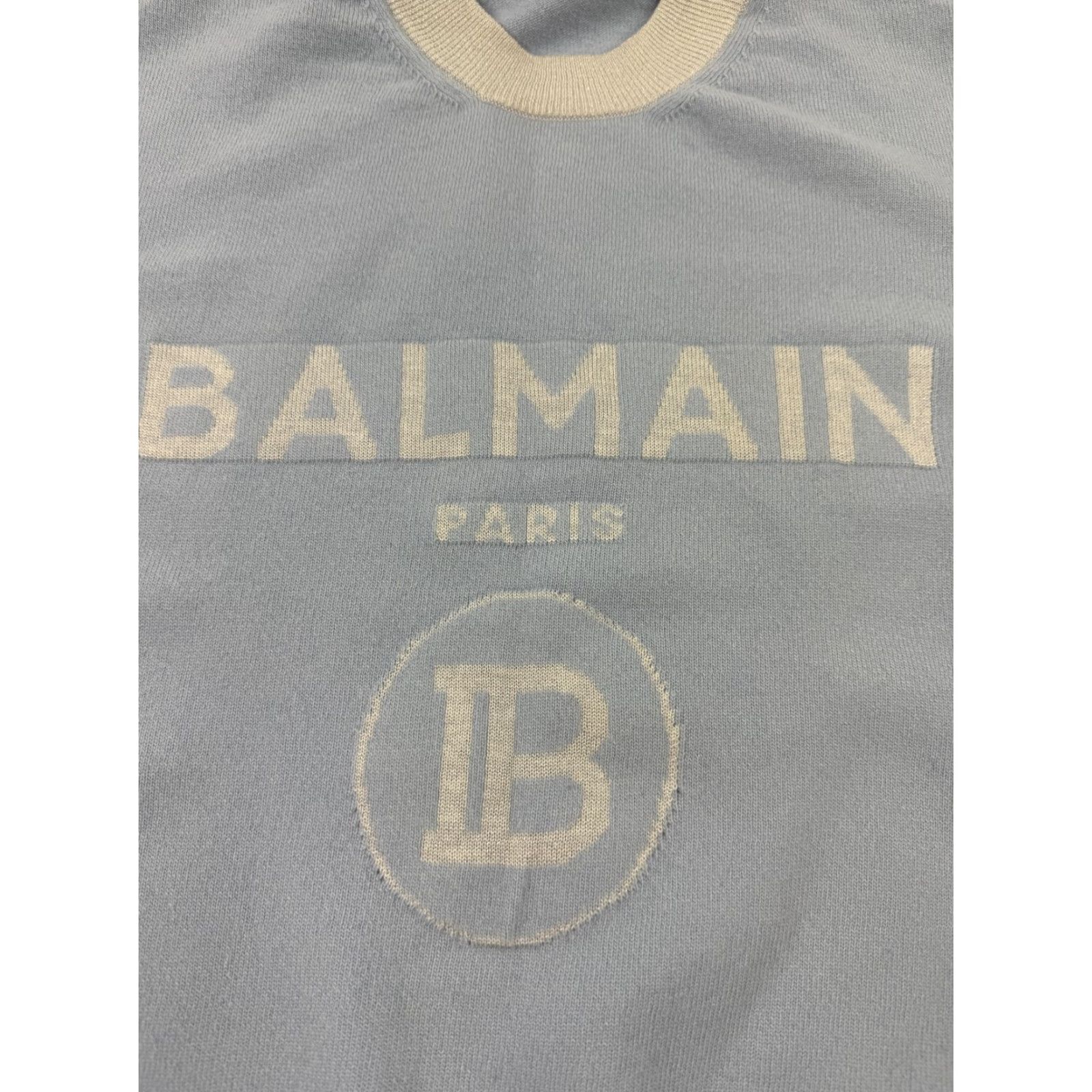 Balmain Balmain Sweater Mens 42 Blue Wool Cashmere Logo Crewneck Knit Italy Pullover Size US XL / EU 56 / 4 - 6 Thumbnail
