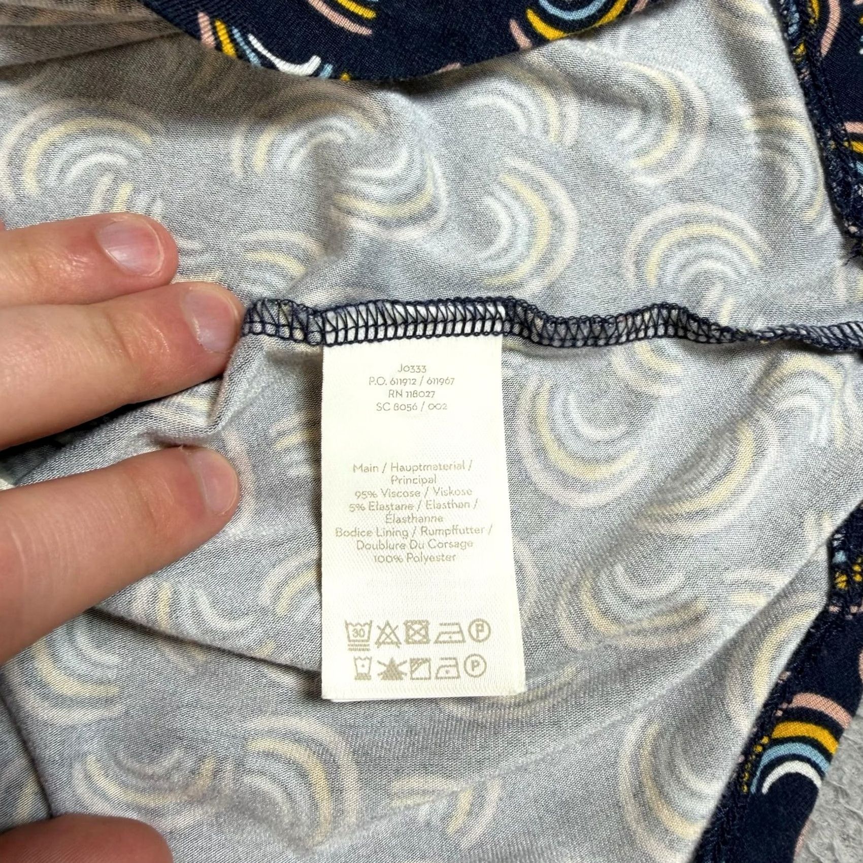 Boden Boden Dress Womens 4R UK 8 Blue Rainbow Maxi 3/4 Sleeve Fit Flare Geometric Navy Round Neck Casual Womens Size S / US 4 / IT 40 - 4 Thumbnail