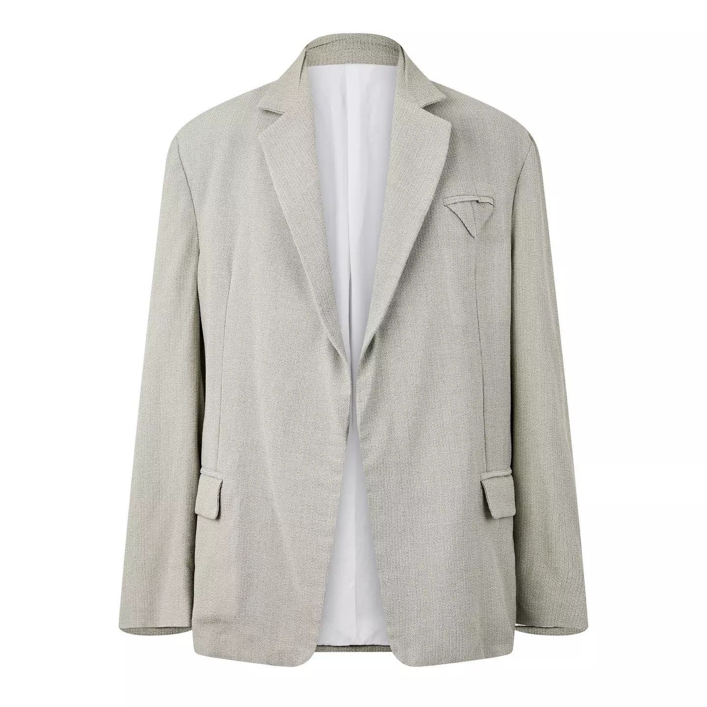 Bottega Veneta o1g2r1mq0426 Mouline Wool Silk Jacket in Bone Size US L / EU 52-54 / 3 - 1 Thumbnail