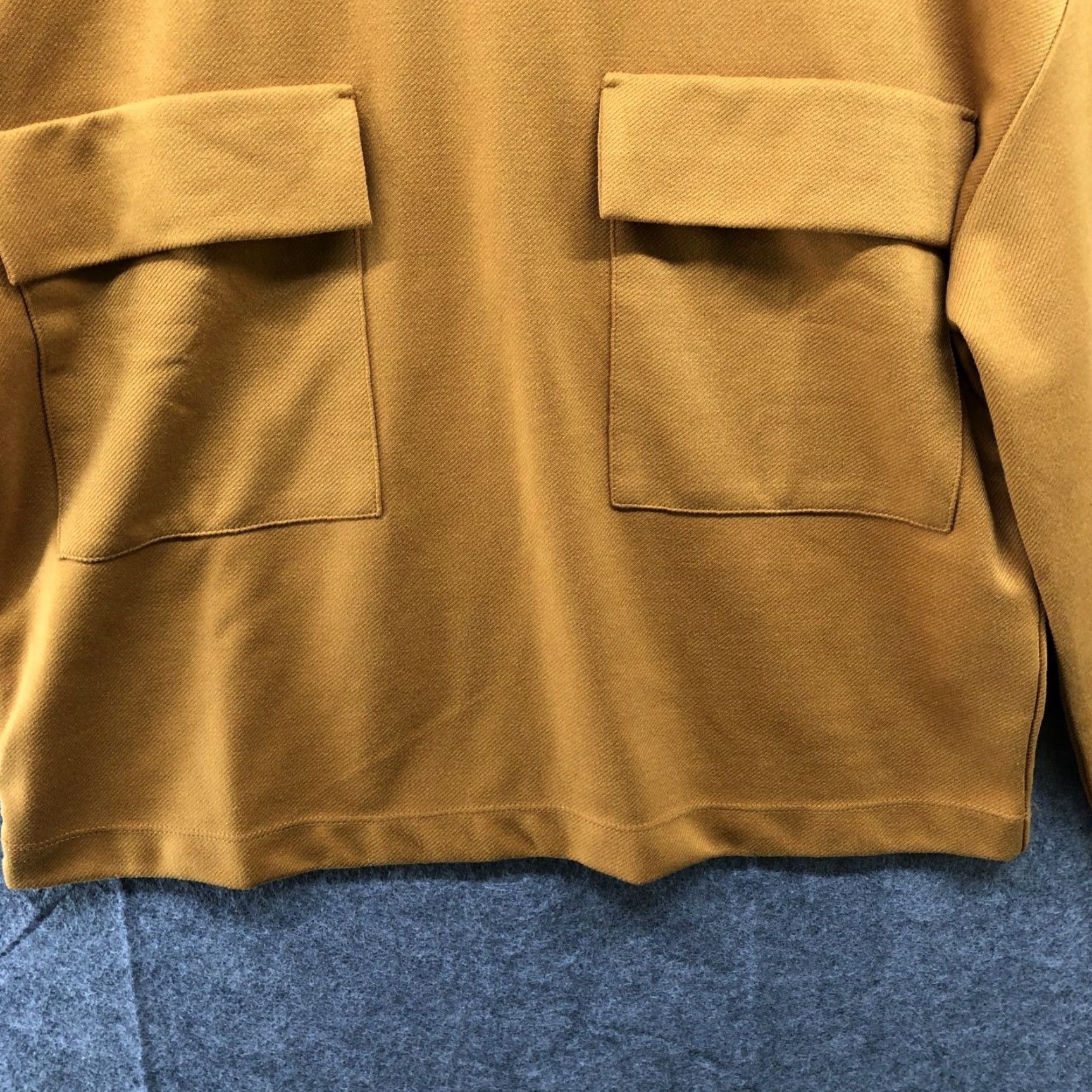 Zara Zara Womens M Long Sleeve Top Mustard Yellow Flap Pocket Boxy Crewneck Thick Knit Polyester Basic Casual Shirt Mens? Size M / US 6-8 / IT 42-44 - 4 Thumbnail