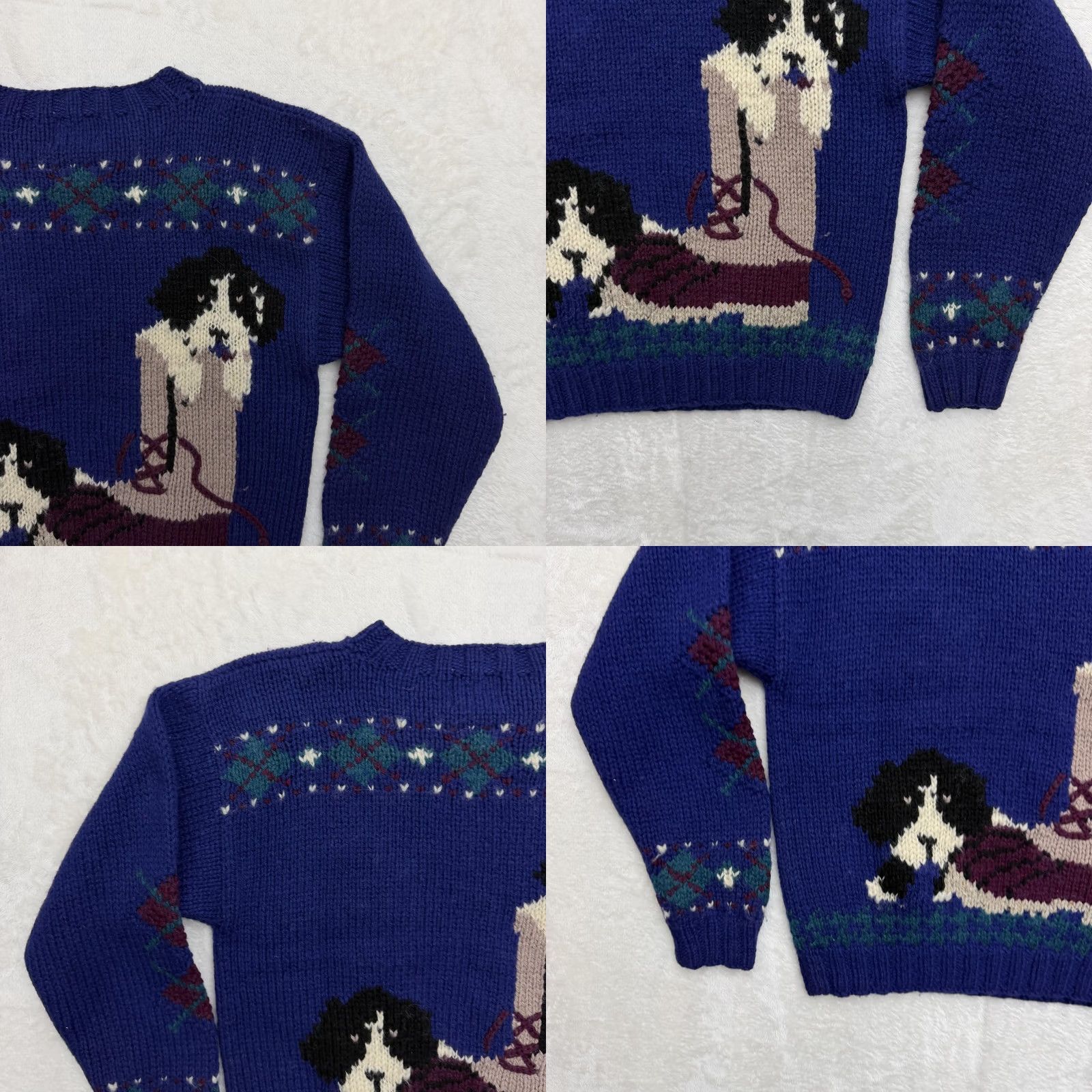 Vintage Woolrich Sweater Womens Medium Blue Dog Boot Graphic Argyle Pullover Knit Size M / US 6-8 / IT 42-44 - 9 Thumbnail