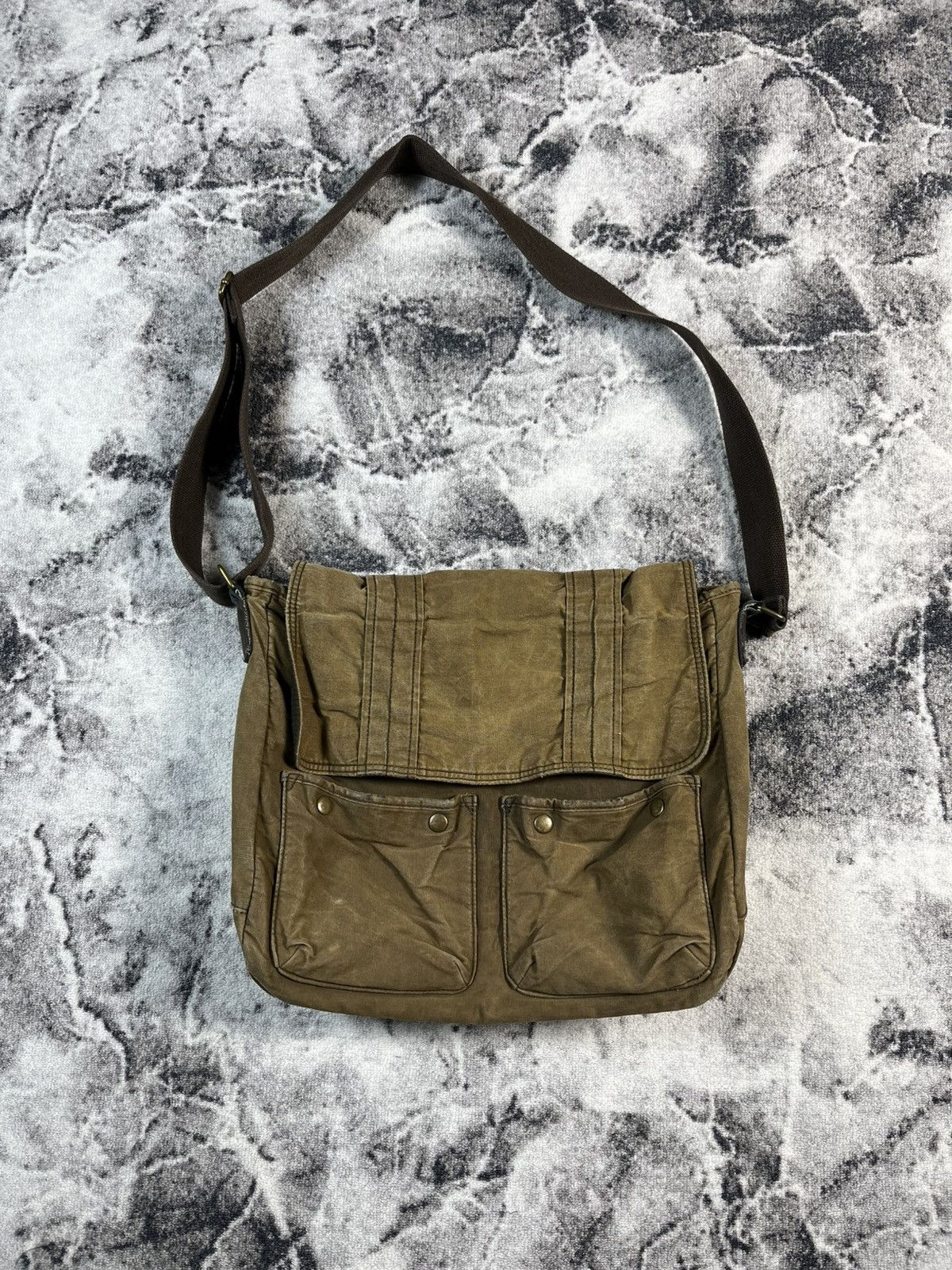 Other Vintage Canvas Messenger Bag Distressed Brown Large Size ONE SIZE - 3 Thumbnail