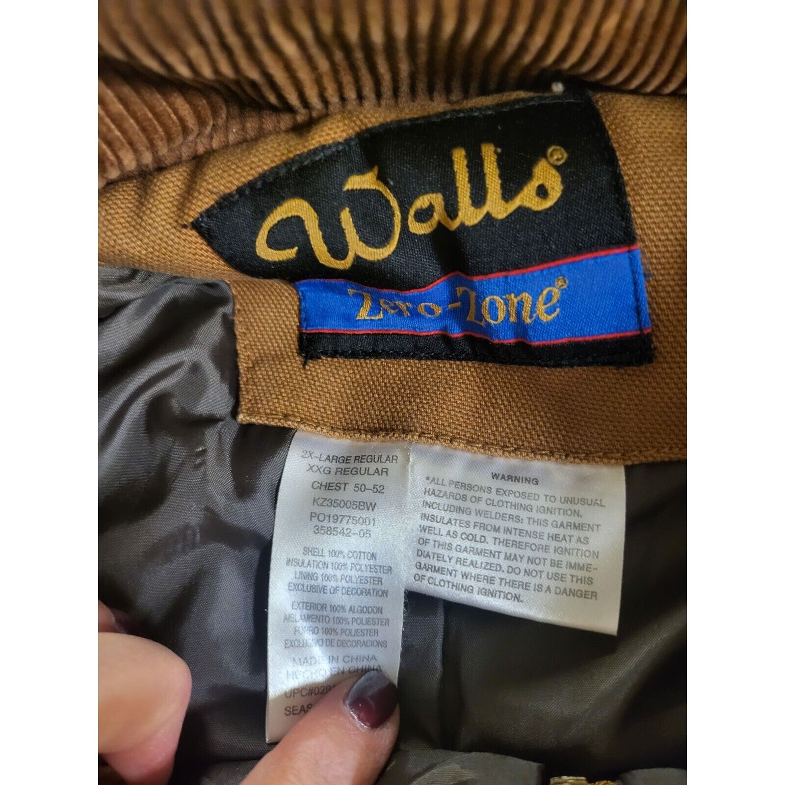 Walls Walls Workwear Jacket 2XL XXL Brown Canvas Duck Hood Size US XXL / EU 58 / 5 - 5 Thumbnail