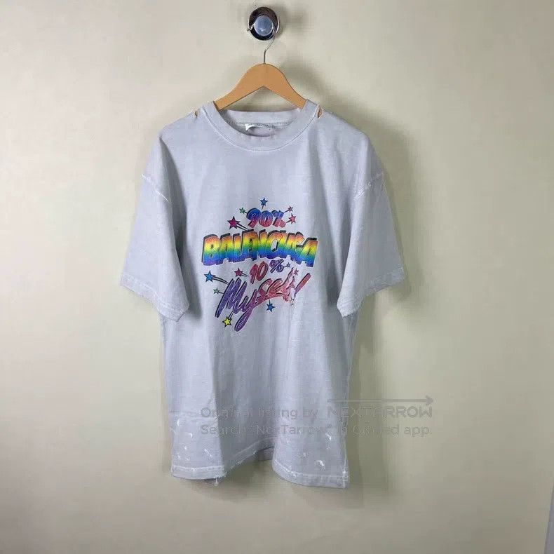 Balenciaga Balenciaga Rainbow Distressed Short Sleeve, Size XS Size US XS / EU 42 / 0 - 1 Thumbnail