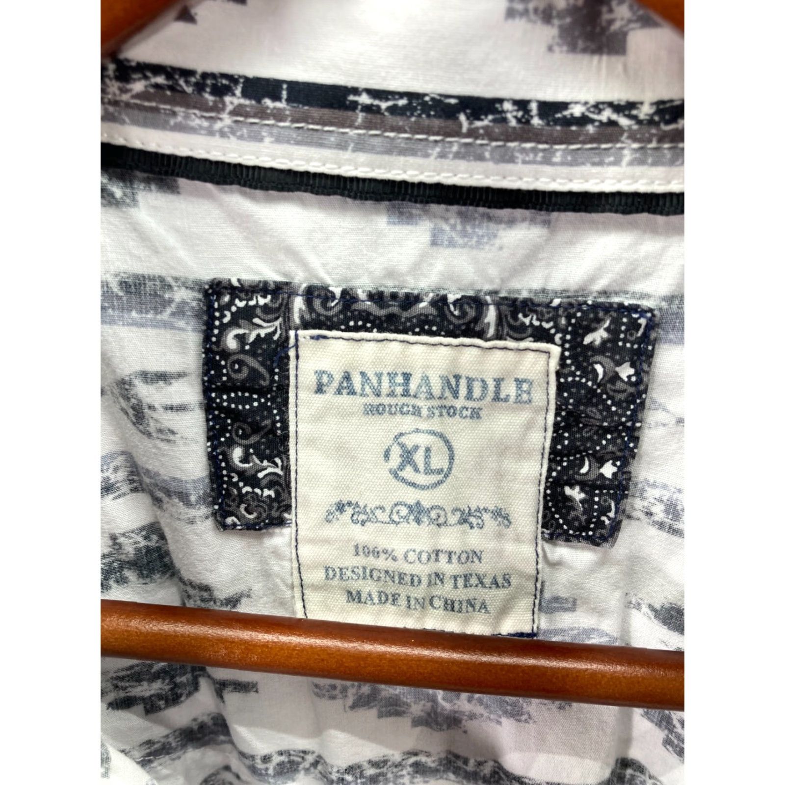 Vintage Panhandle Slim Rough Stock Shirt Mens XL White Black Aztec Snap Front Western Long Sleeve 100% Cotton Button-Up Size US XL / EU 56 / 4 - 7 Thumbnail