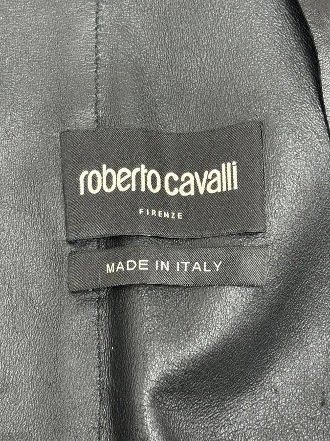 Roberto Cavalli Roberto Cavalli Black Lazer Cut Bomber Leather Jacket Size US XL / EU 56 / 4 - 9 Thumbnail