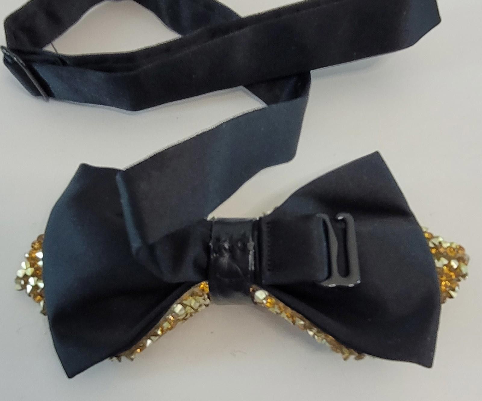 Other Gold Sequin Bow Tie – Black Satin Strap – Adjustable Size ONE SIZE - 2 Thumbnail