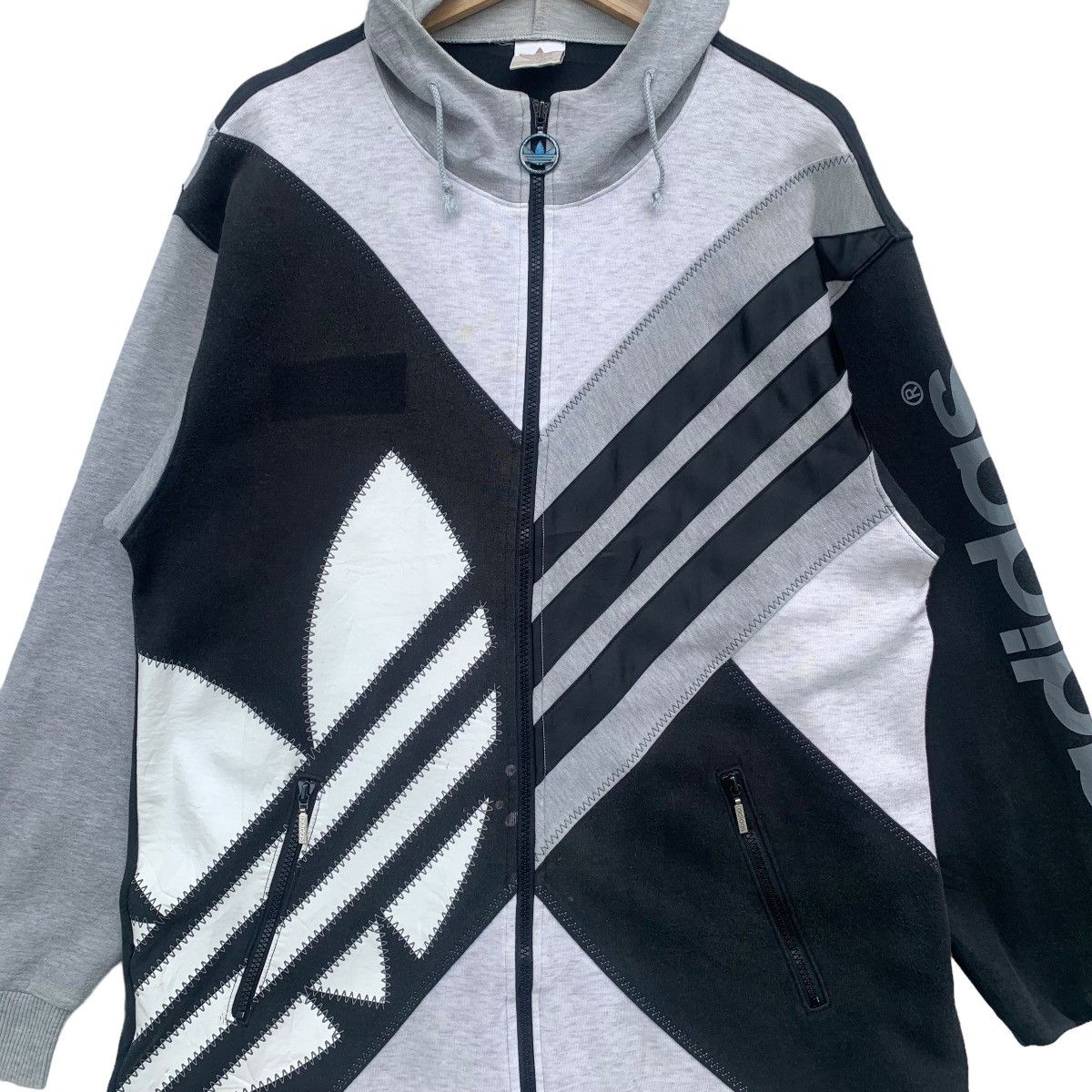 Adidas × Vintage 80s Adidas Pu Leather Logo Sweat Hoodie Size US L / EU 52-54 / 3 - 1 Thumbnail
