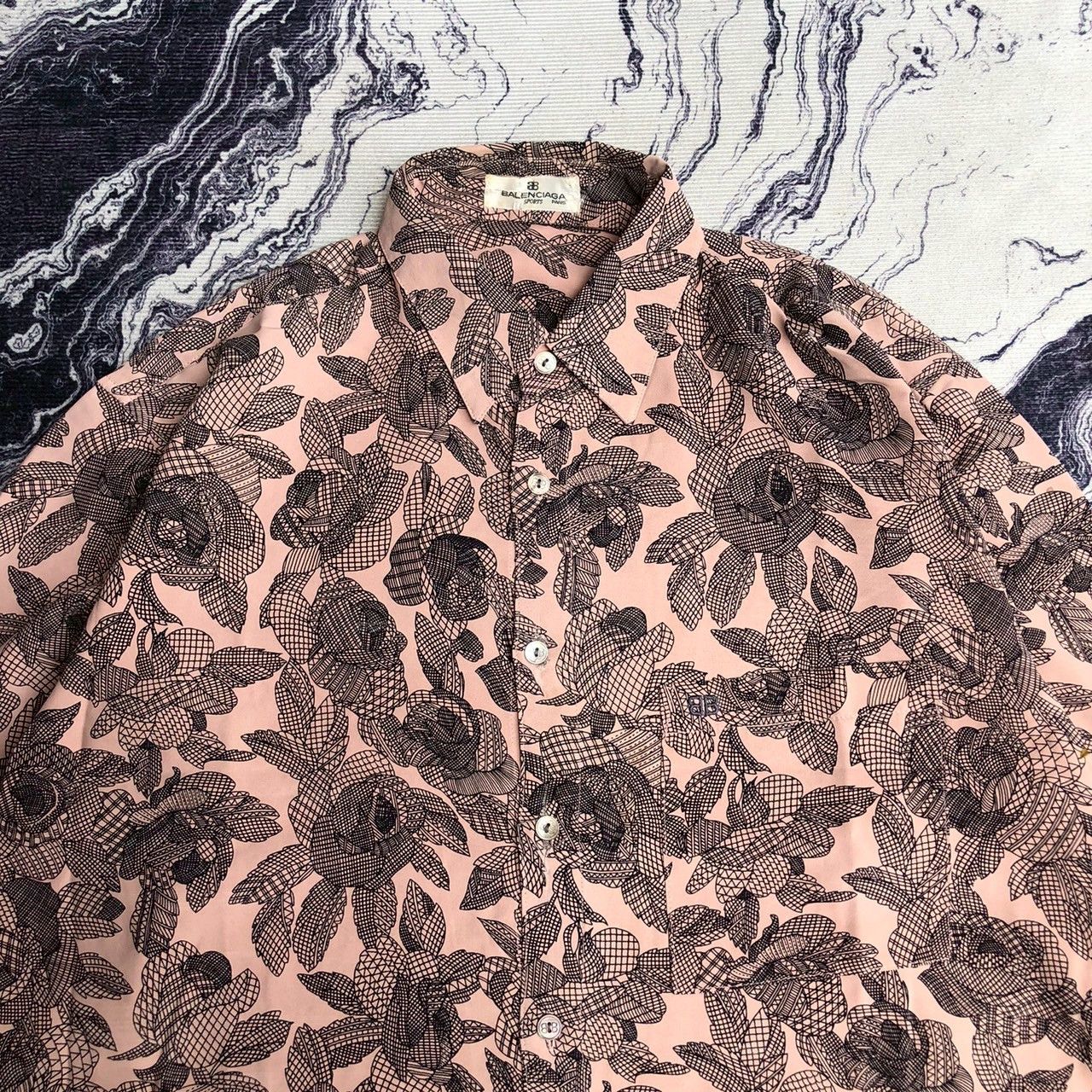 Balenciaga Vintage 90s Y2K Balenciaga Floral Print Long Sleeve Shirt Size US M / EU 48-50 / 2 - 2 Thumbnail