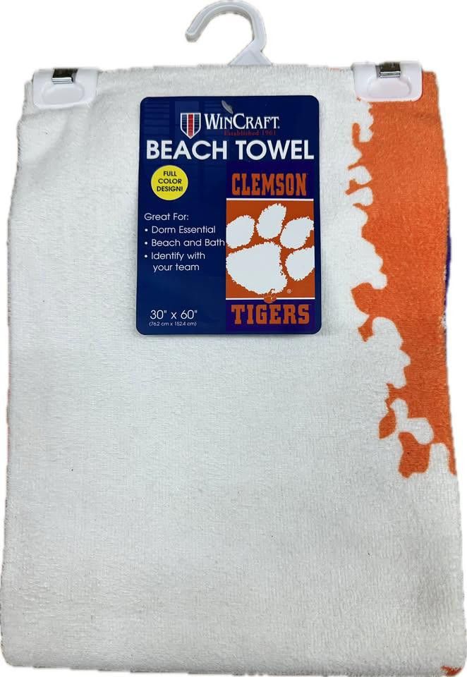 Designer Clemson Tigers Beach Towel NCAA Size ONE SIZE - 2 Thumbnail