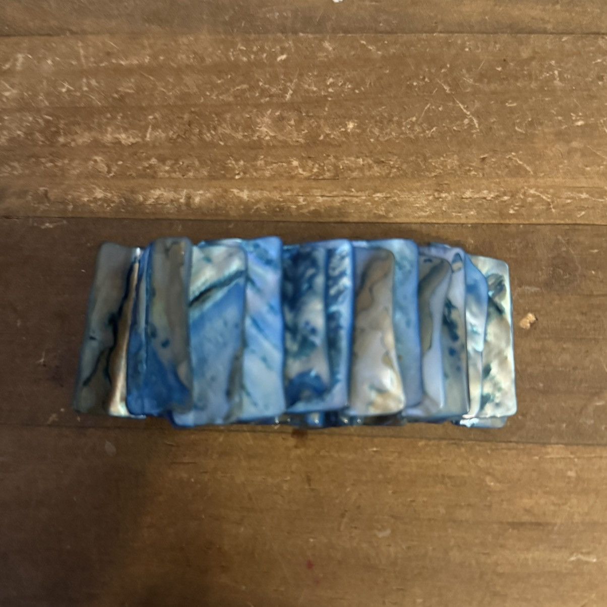 Vintage Vintage blue dyed abalone shell tile stretch bracelet Size ONE SIZE - 4 Thumbnail