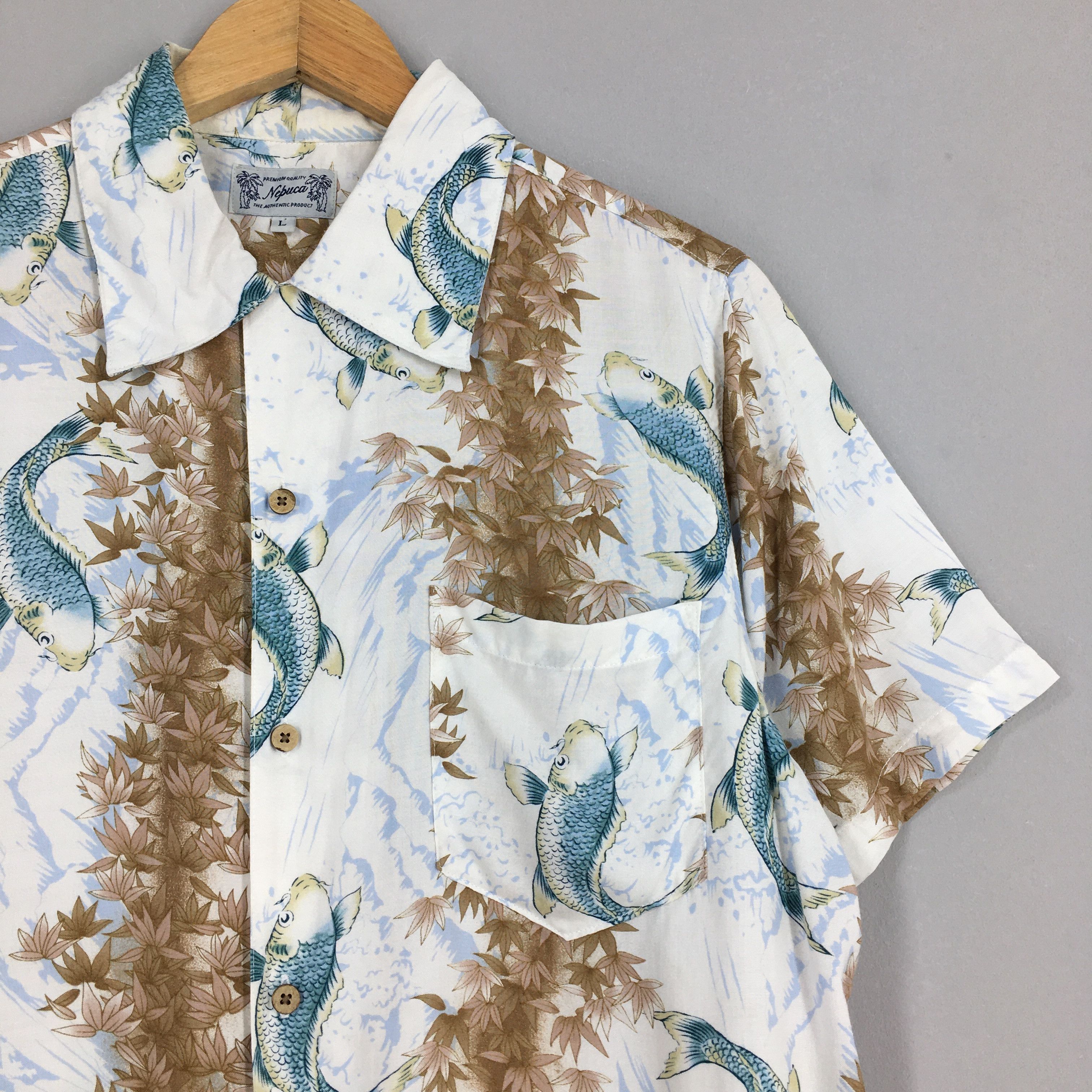 Other Vintage Aloha Surf Nepuca Japanese Koi Fish Rayon Shirt L Size US L / EU 52-54 / 3 - 2 Thumbnail