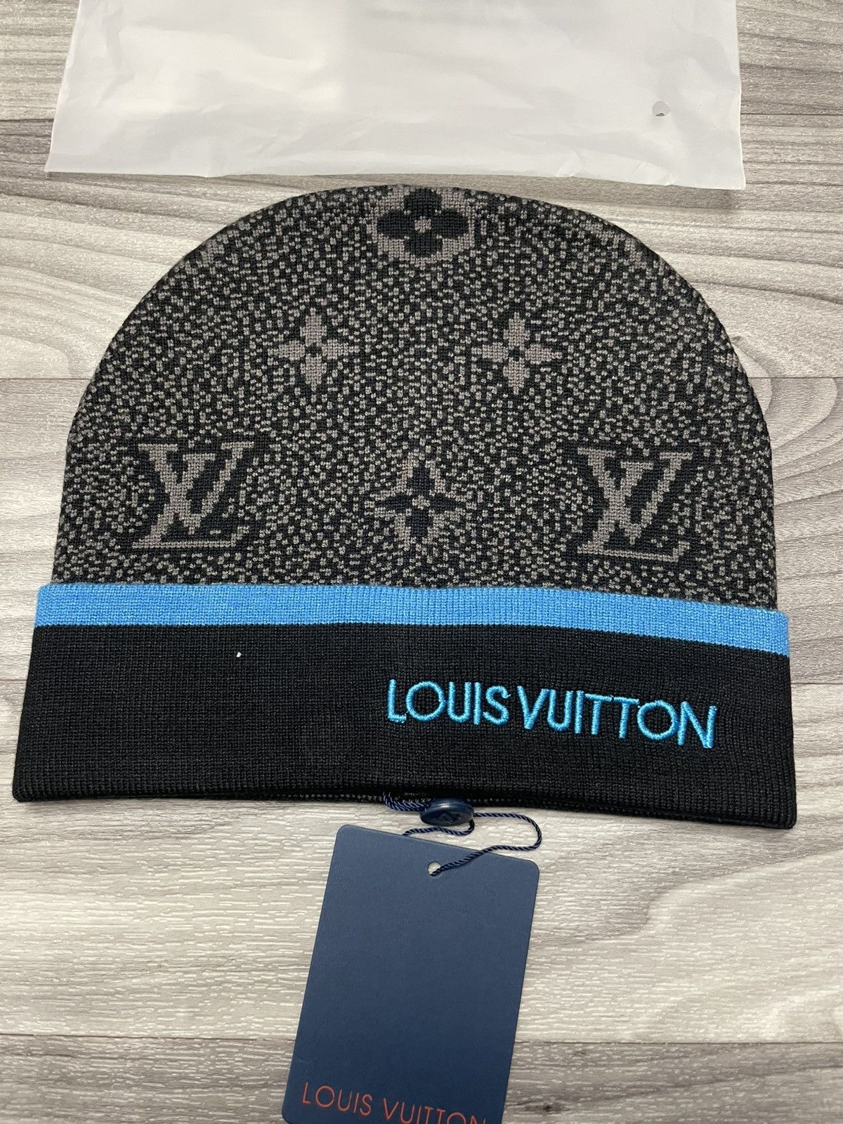 Other Blue Stripe Monogram-Style Knit Beanie | Never Worn Size ONE SIZE - 2 Thumbnail