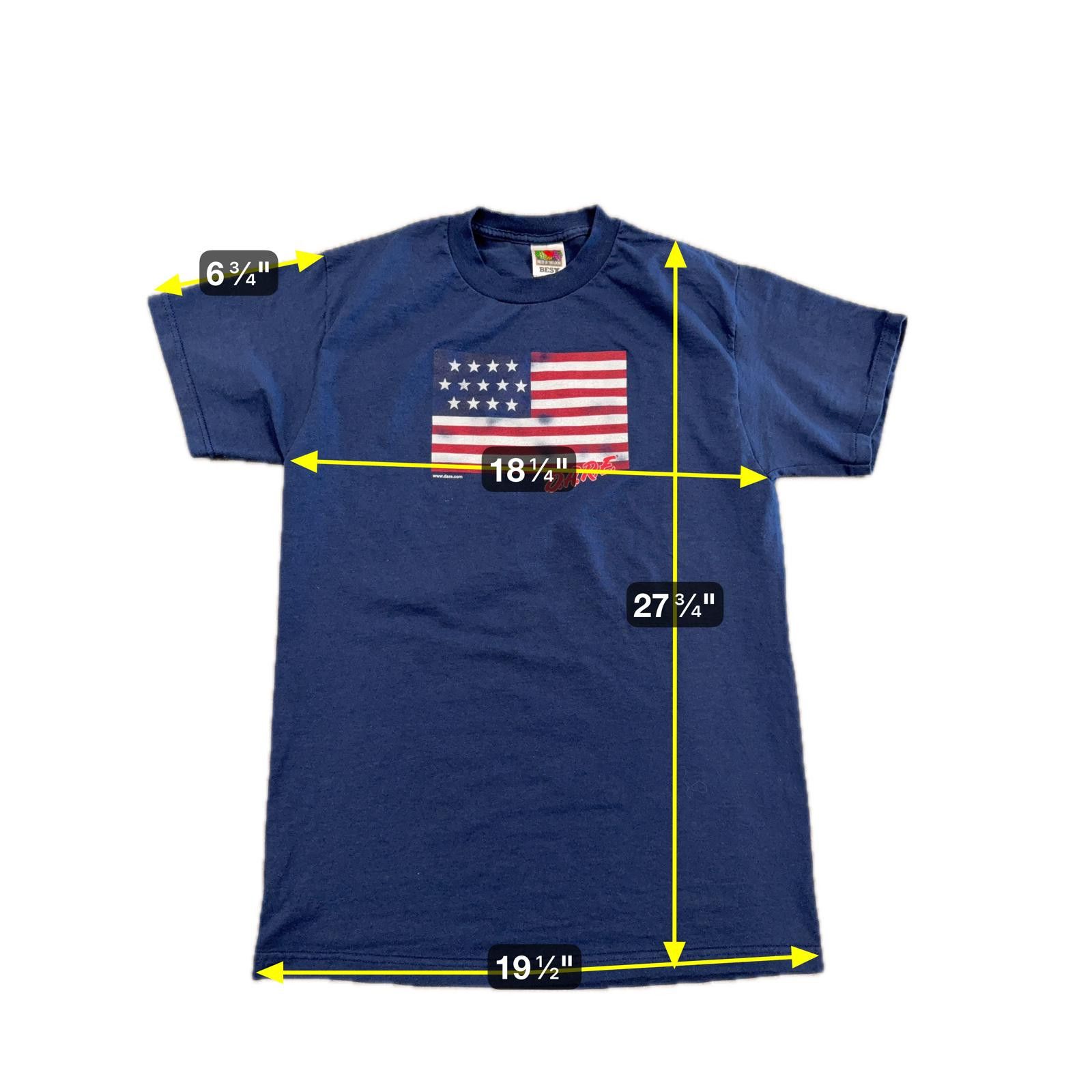 Fruit Of The Loom Vintage 90s Fruit of the Loom DARE American Flag T-Shirt M Size US M / EU 48-50 / 2 - 4 Thumbnail