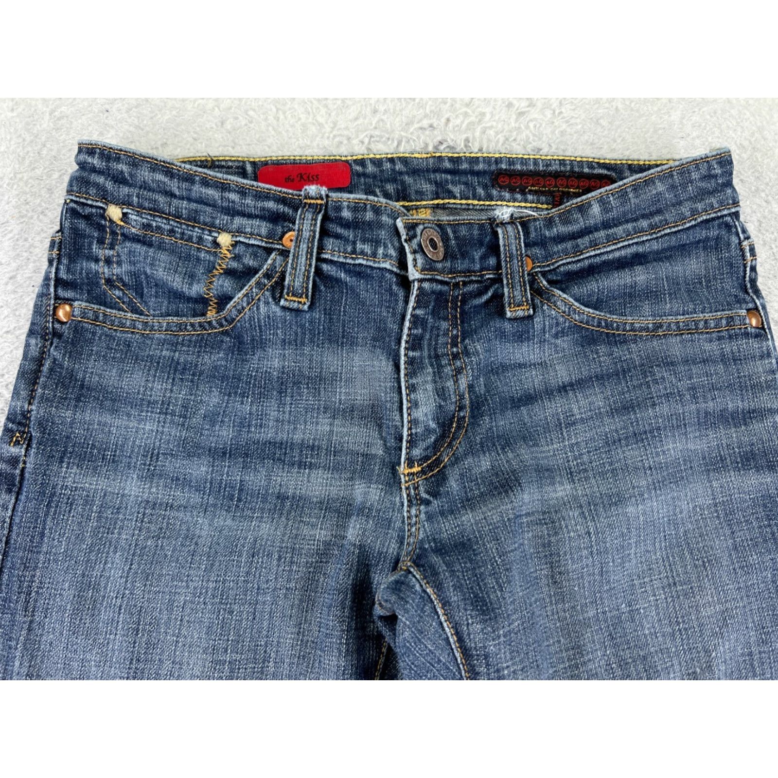 Denime AG Adriano Goldschmied Jeans Womens Bootcut 26 Blue Denim 30in Inseam 5-Pocket Logo Embroidered Size 26" / US 2 / IT 38 - 4 Thumbnail