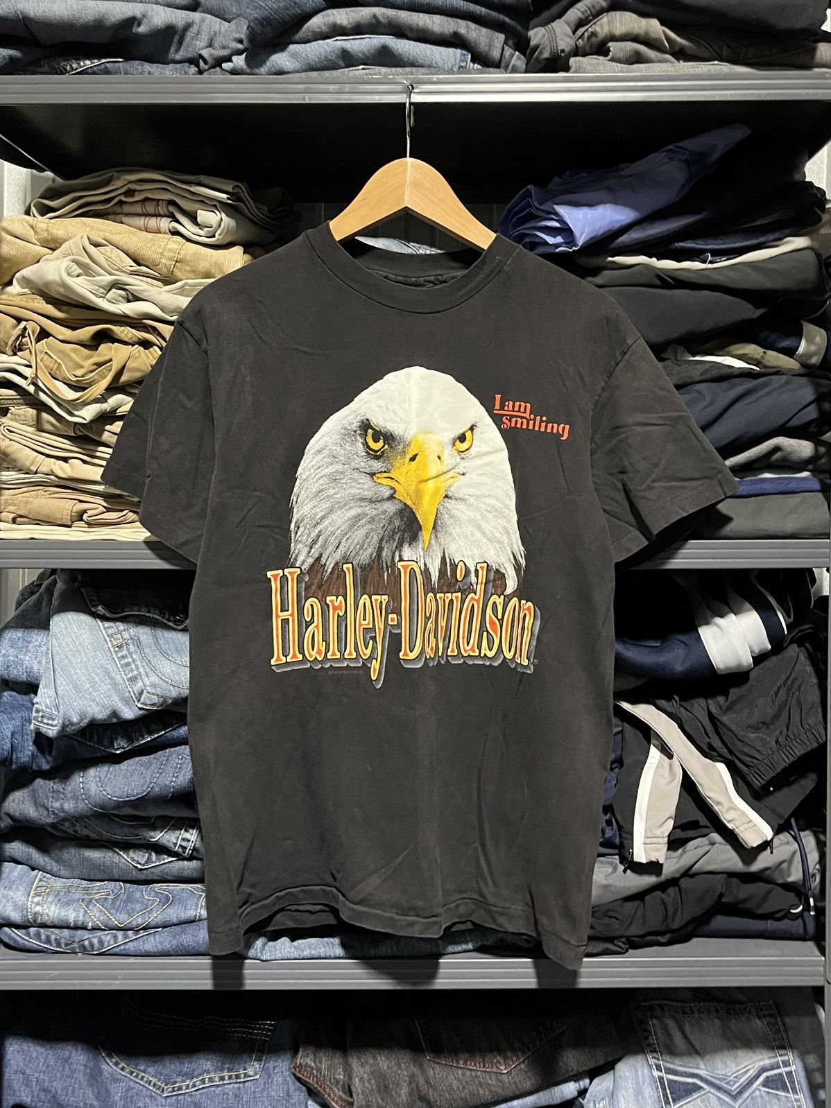Harley Davidson × Vintage Crazy Vintage 90s Harley Davidson Eagle Biker Tee Shirt Size US M / EU 48-50 / 2 - 1 Thumbnail