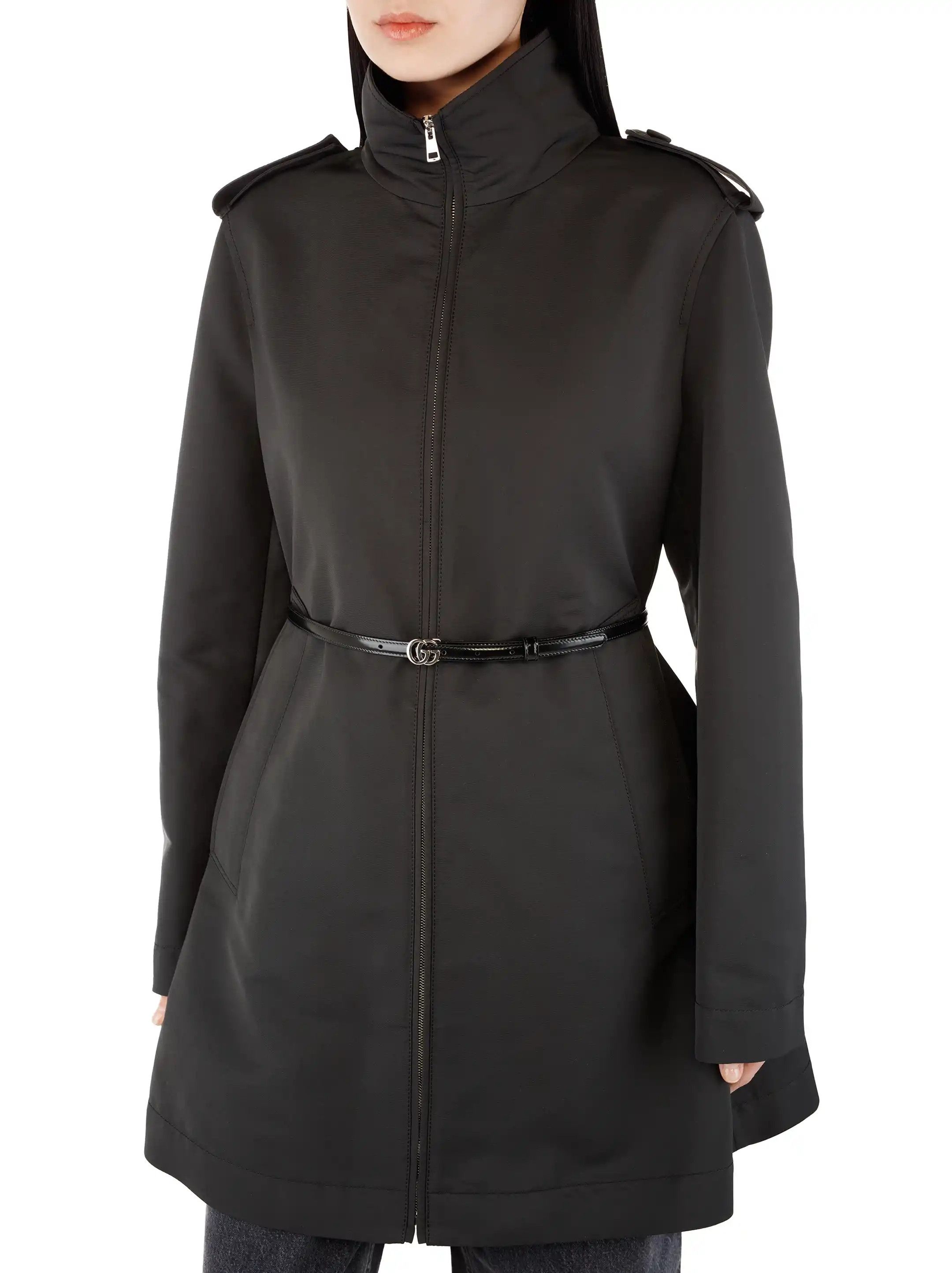 Gucci o1B3y1r0526 Nylon Faille Coat in Black Size XS / US 0-2 / IT 36-38 - 4 Thumbnail