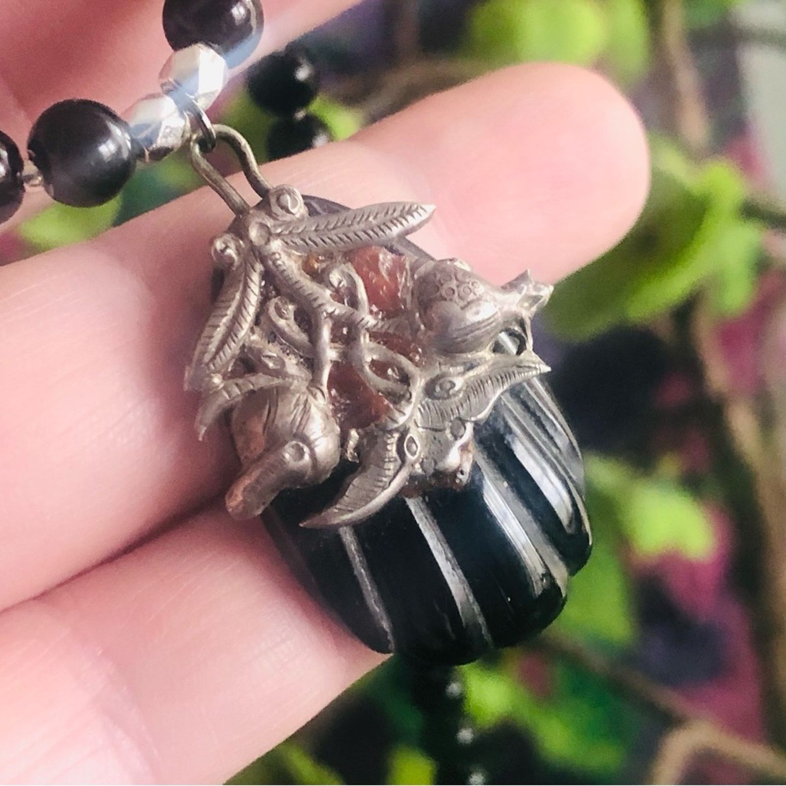 Handmade Handcrafted repurpose black Chalcedony stone Pearl necklace Size ONE SIZE - 8 Thumbnail