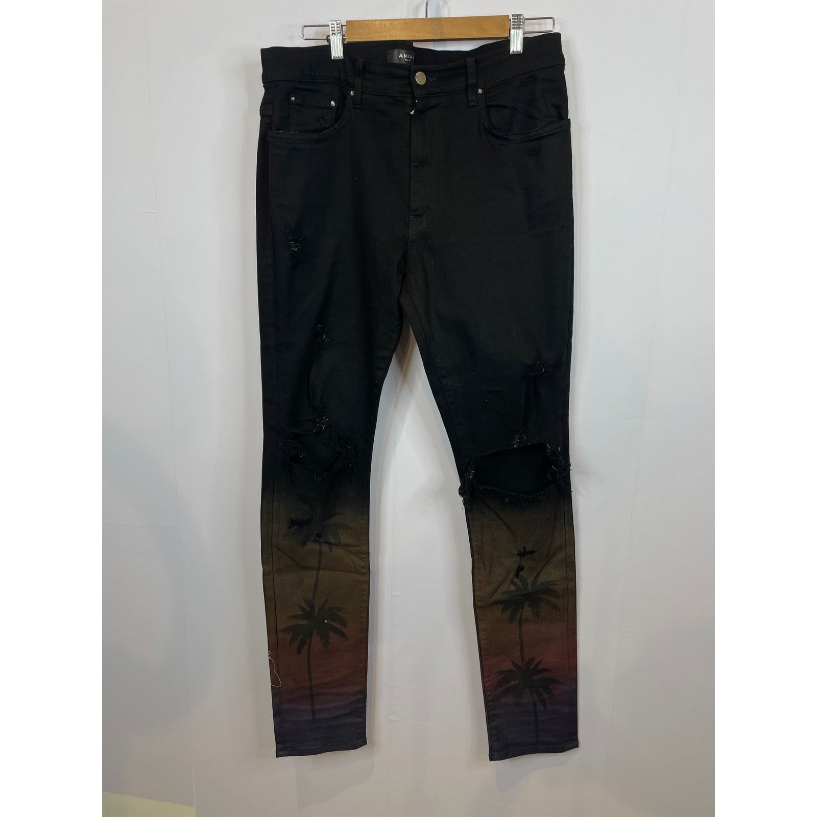Amiri Jeans Black Palm Tree Used 36