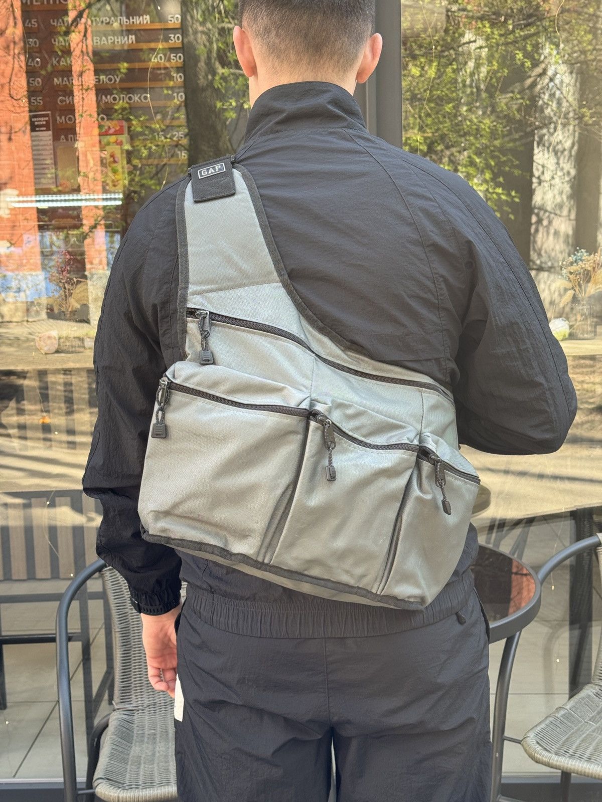 Gap Sling Bag Avant-Garde Multiple Pocket Y2K in Silver, Men's