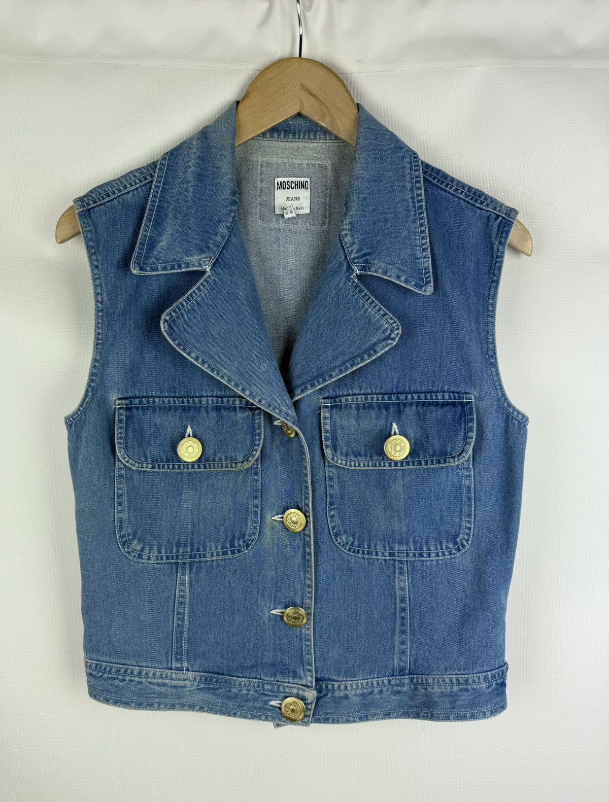 Moschino × Vintage Moschino Jeans VTG Denim Sleeveless Vest Jacket Waistcoat Size XL / US 12-14 / IT 48-50 - 1 Thumbnail