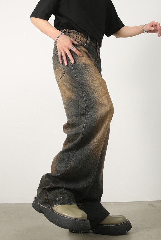 Japanese Brand × Jean Washed distressed rust-colored denim loose wide-leg Size US 32 / EU 48 - 3 Thumbnail