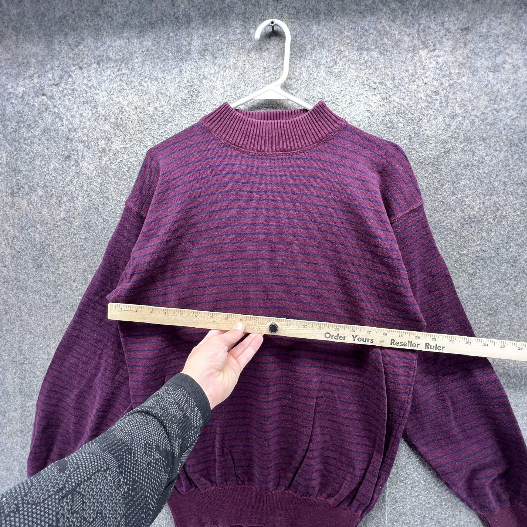 Eddie Bauer VINTAGE Eddie Bauer Sweater Mens Medium Purple Stripe Mock Neck Cotton Knit 90s Size US M / EU 48-50 / 2 - 4 Thumbnail