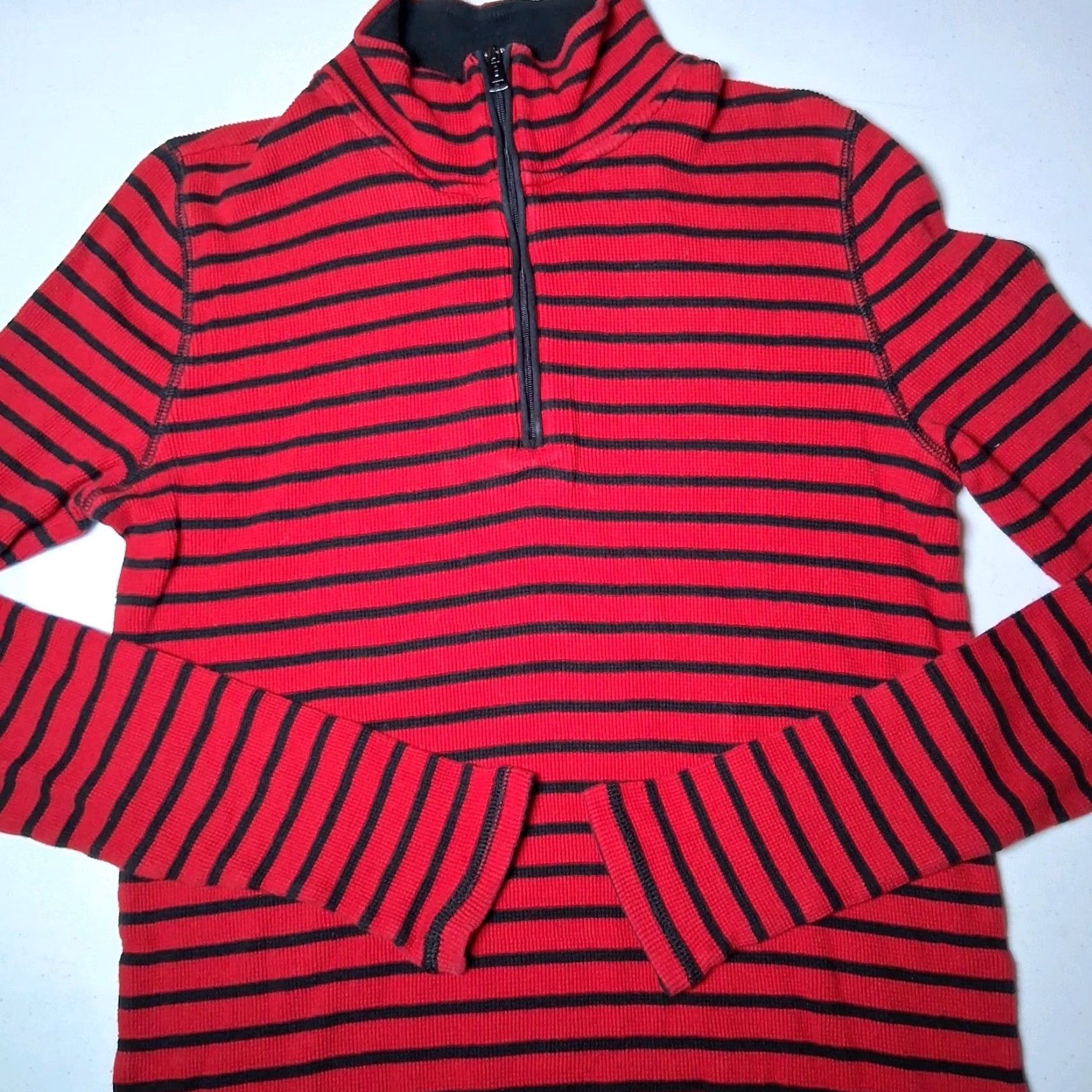 Ralph Lauren Lauren Ralph Lauren Shirt Women XS Thermal Red Black Stripe 1/4 Zip PreppyREAD Size XS / US 0-2 / IT 36-38 - 2 Thumbnail