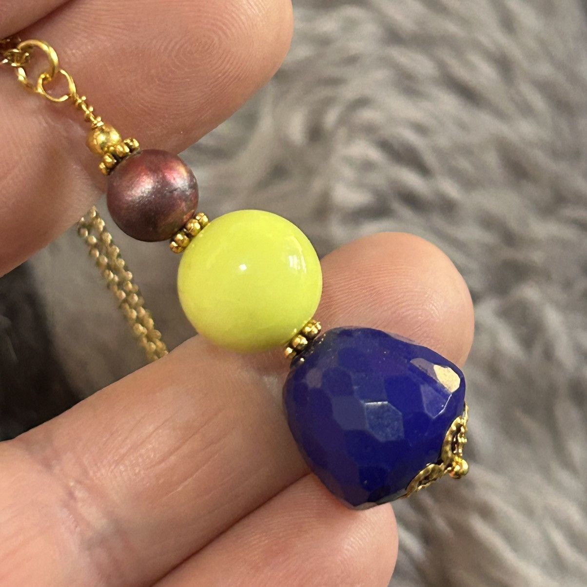 Handmade Handcrafted vintage bead drop pendant on chain necklace Size ONE SIZE - 1 Thumbnail