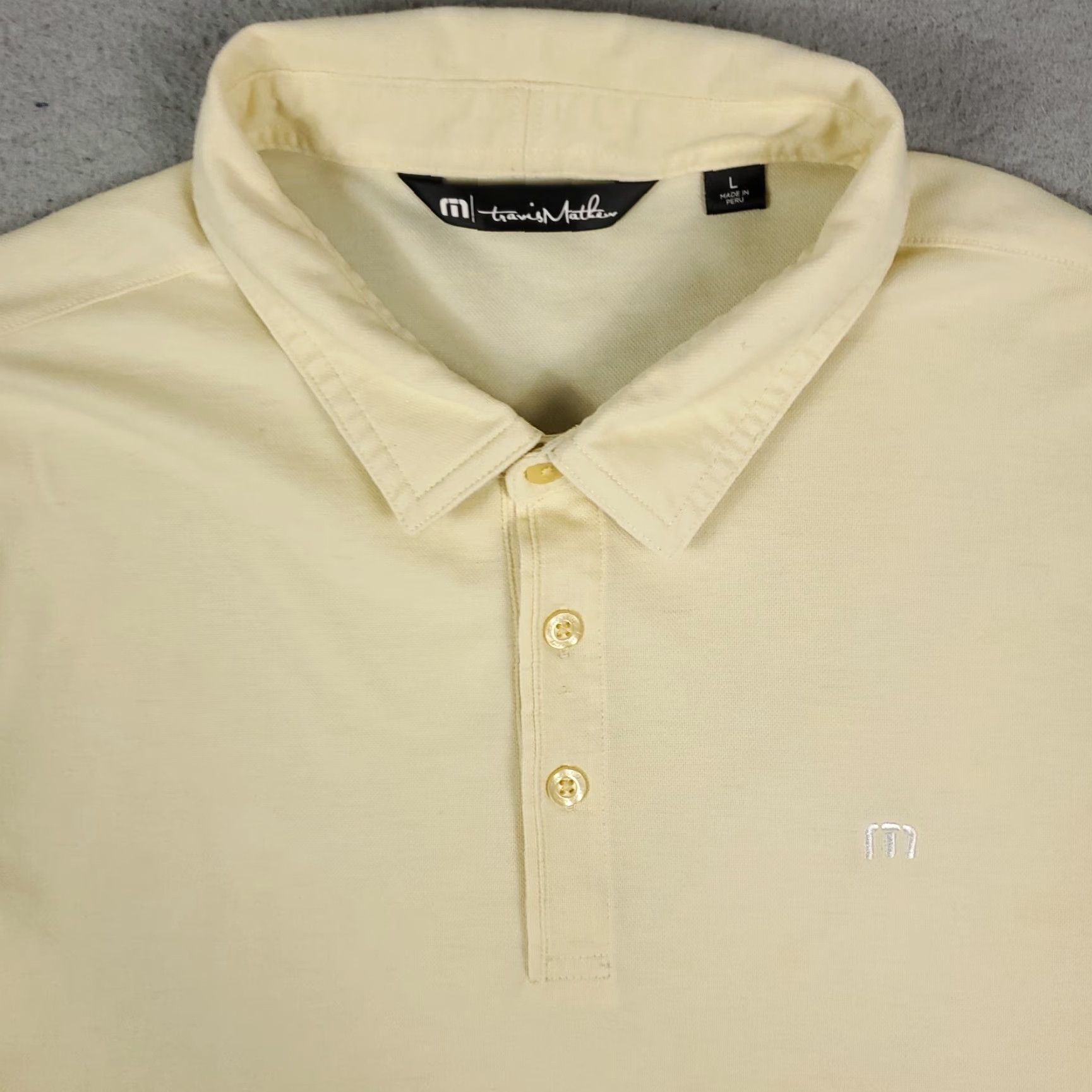 TravisMathew Travis Mathew Golf Polo Shirt Yellow Adult Large Short Sleeve Solid Activewear Mens Size US L / EU 52-54 / 3 - 2 Thumbnail