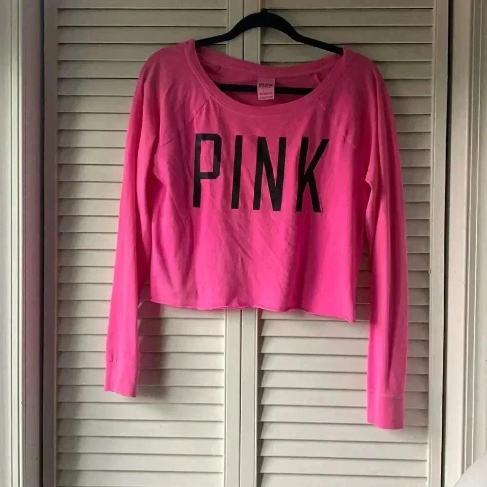 Designer Victoria's Secret PINK Cropped Sweatshirt Size S / US 4 / IT 40 - 3 Thumbnail