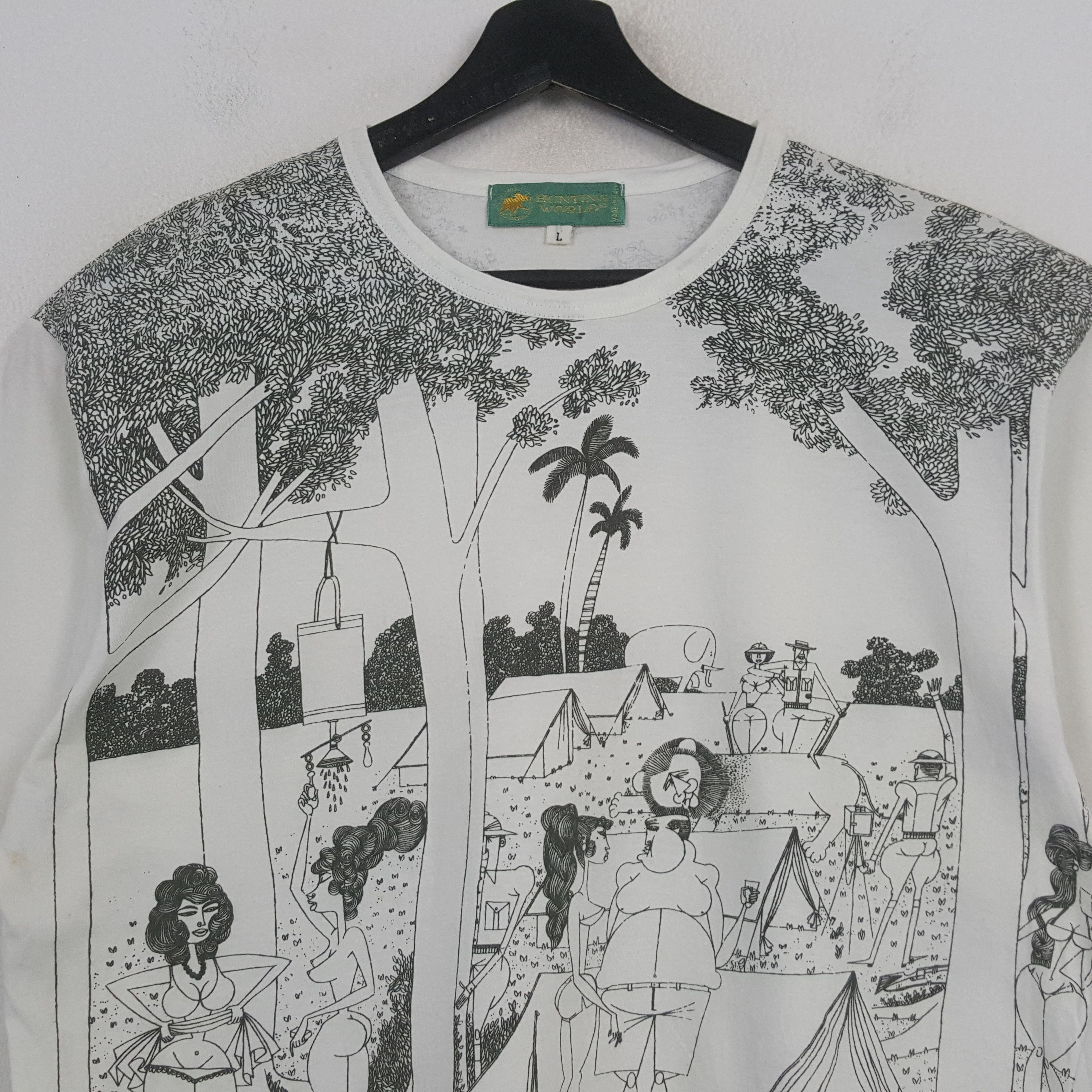 Vintage Hunting World Art Design Style Tshirt RR17 Size M / US 6-8 / IT 42-44 - 2 Thumbnail