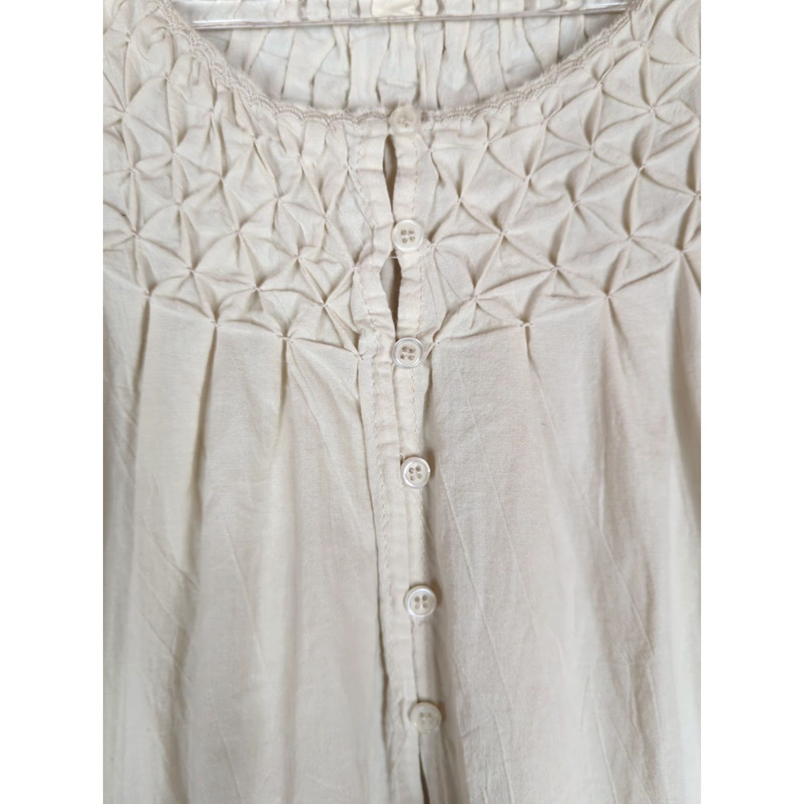 Vintage Grade & Gather Beige Cottagecore Puff Sleeve Shirt L Womens Puff Sleeve Top Casual Spring Summer Shirt Size L / US 10 / IT 46 - 2 Thumbnail