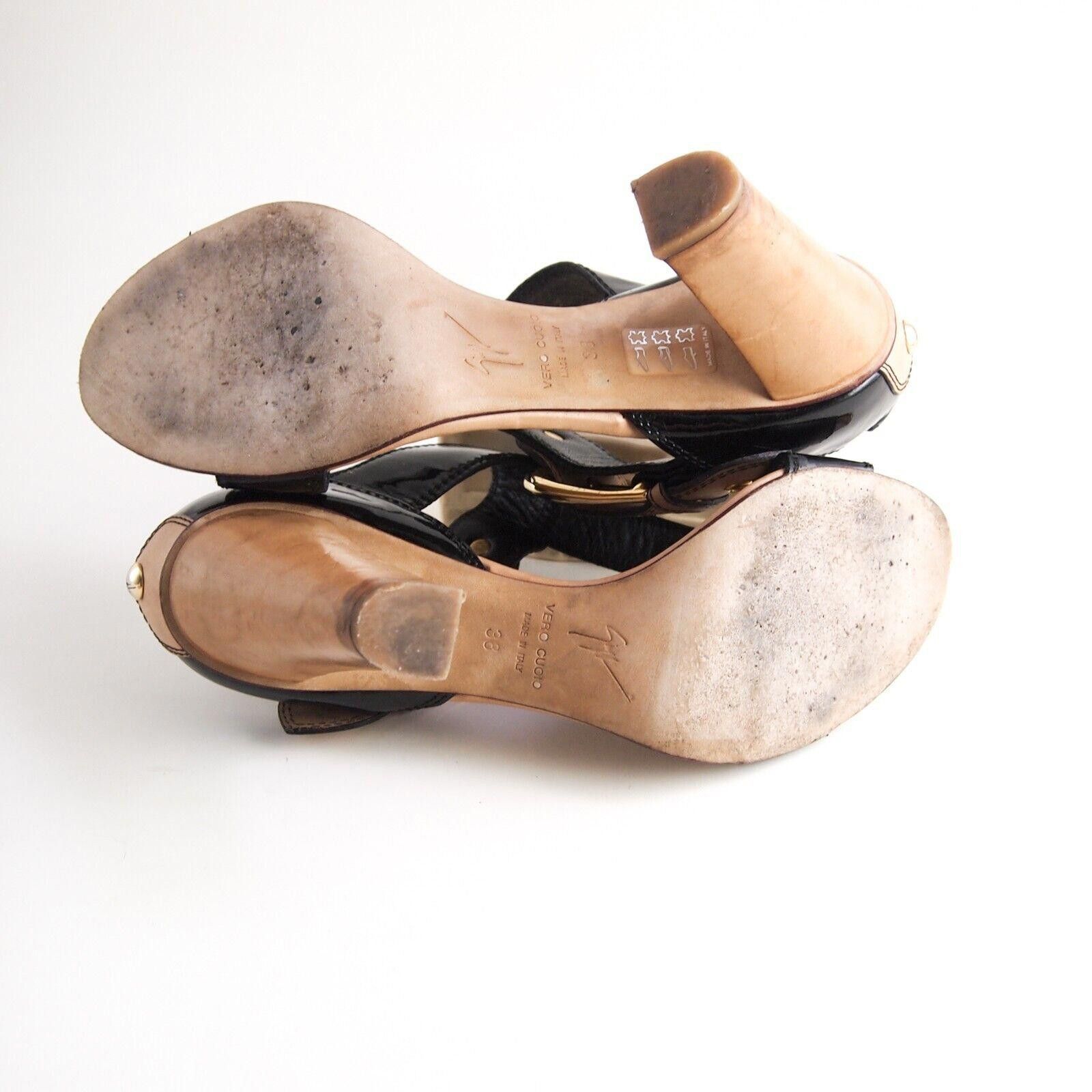 Giuseppe Zanotti Zanotti T Strap Sandals Black Nude Leather Womens US 8 EU 38 Size US 8 / IT 38 - 8 Thumbnail
