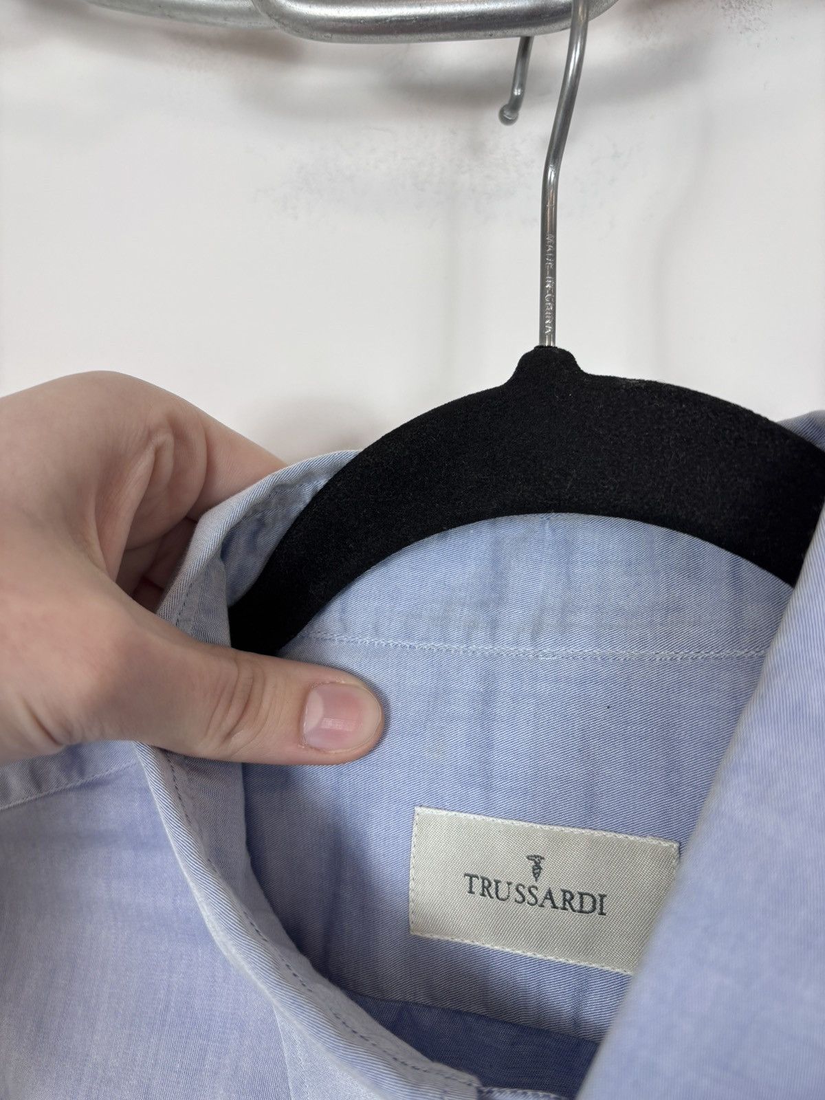 Trussardi Trussardi Vintage Men’s Light Blue Short Sleeve Shirt Size US M / EU 48-50 / 2 - 10 Thumbnail