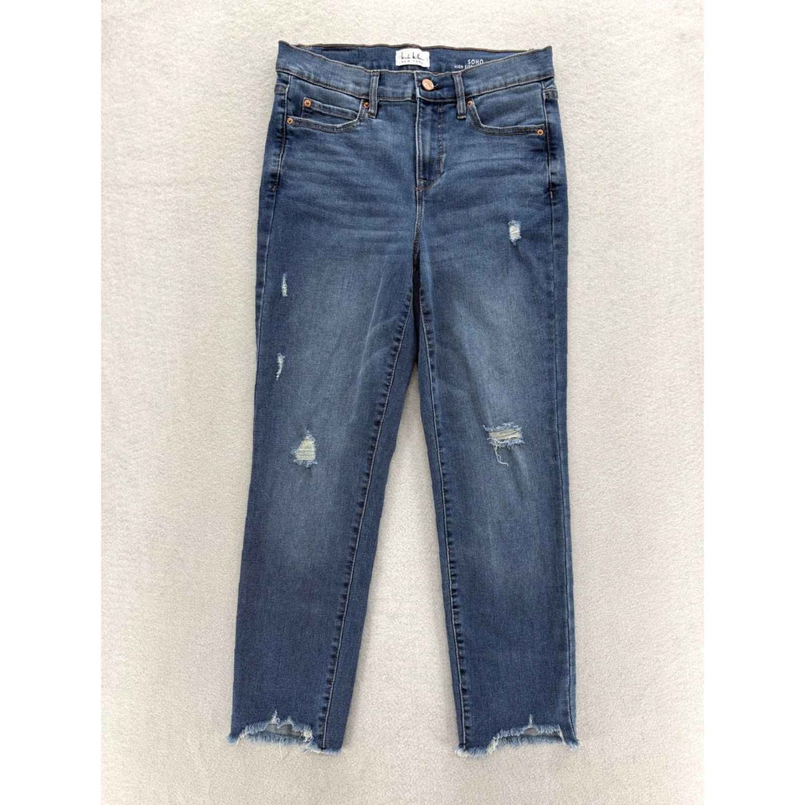 Nicole Miller Nicole Miller Soho High Rise Ankle Slim Jeans Womens 4 Medium Wash Distressed blue pocket stretch denim 5-pocket Mens Womens Girls Boys Size 27" / US 4 / IT 40 - 2 Thumbnail