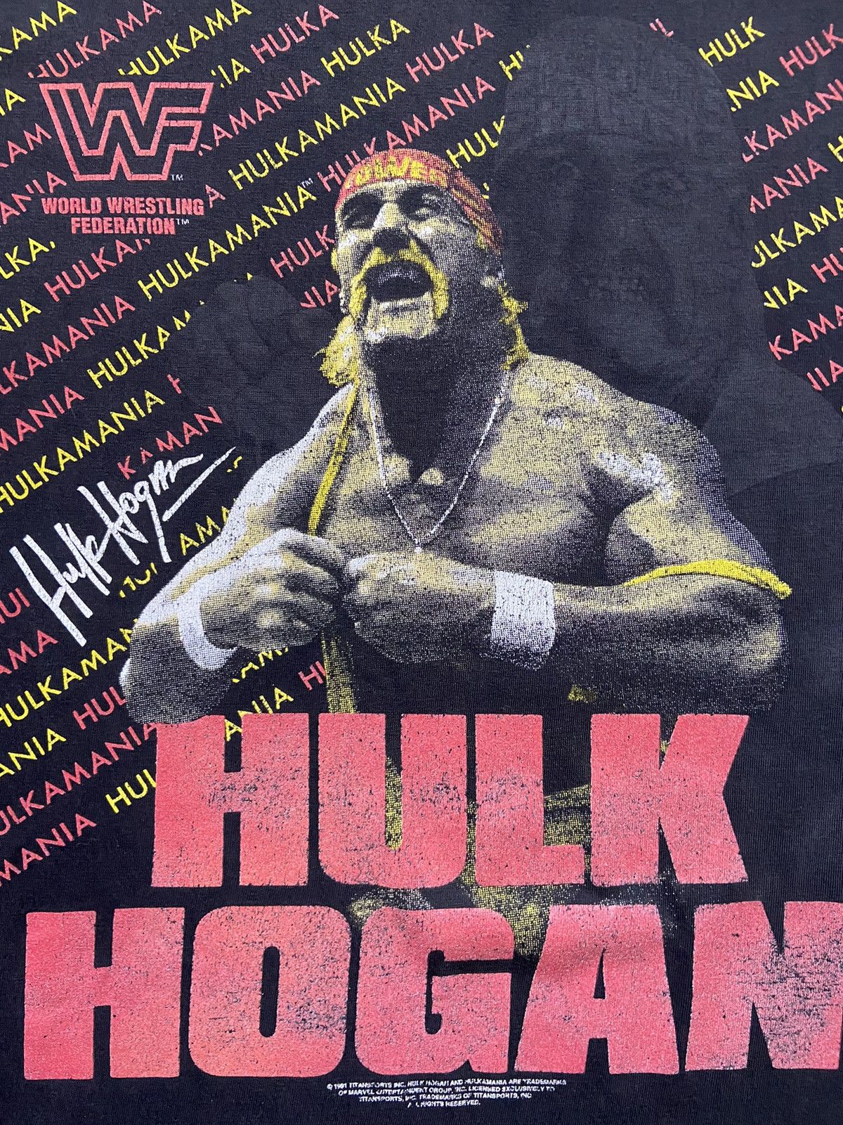 WWF RARE vintage 1991 HULK HOGAN wrestling t-shirt Size US XL / EU 56 / 4 - 2 Thumbnail