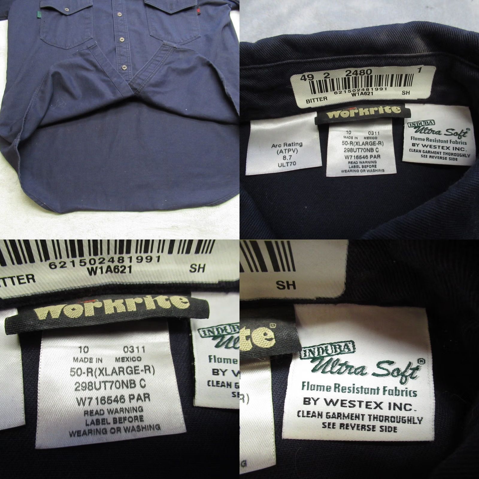 Vintage VINTAGE Workrite FR Shirt Mens XL Navy Button Flame Resistant Work Rugged HRC2 Rugged Size US XL / EU 56 / 4 - 8 Thumbnail