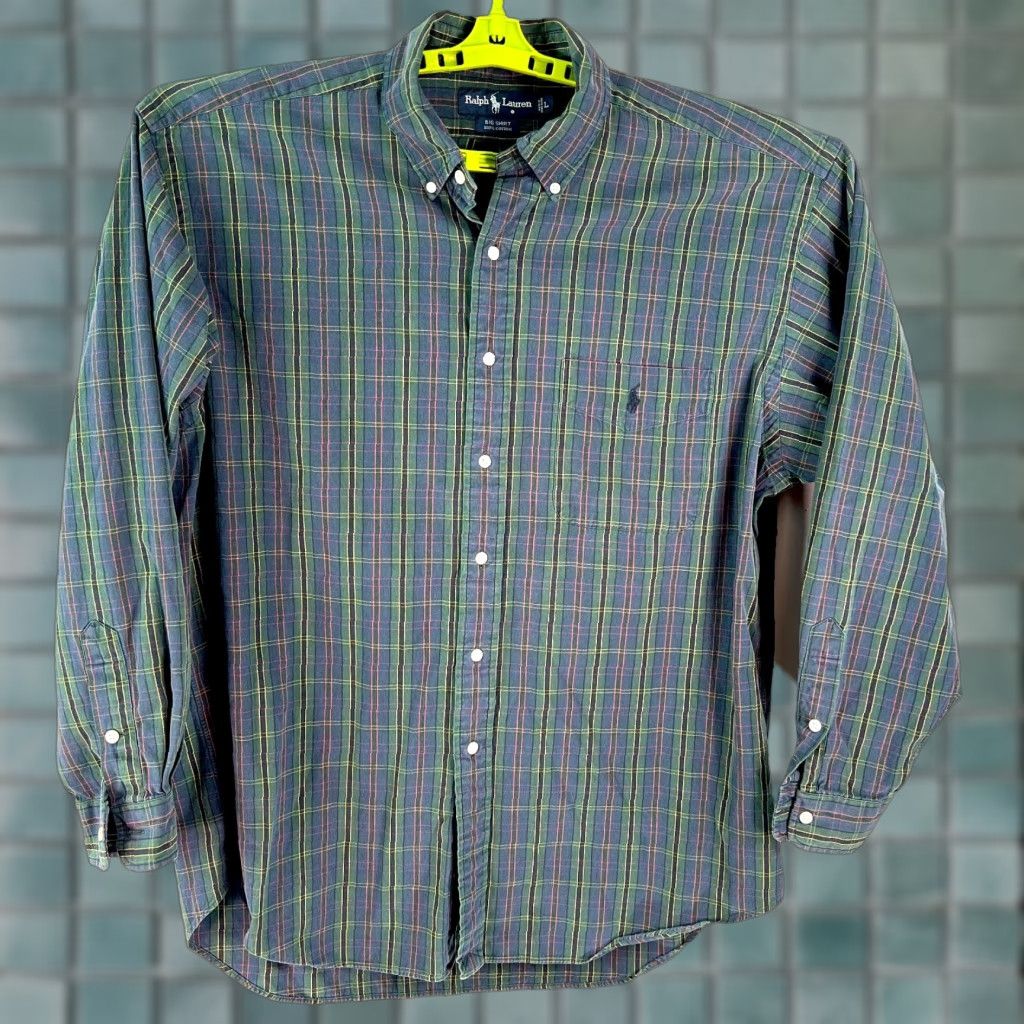 Ralph Lauren VINTAGE Ralph Lauren Men's Plaid Long Sleeve Casual Button-Down Shirt Blue Large Size US L / EU 52-54 / 3 - 1 Thumbnail