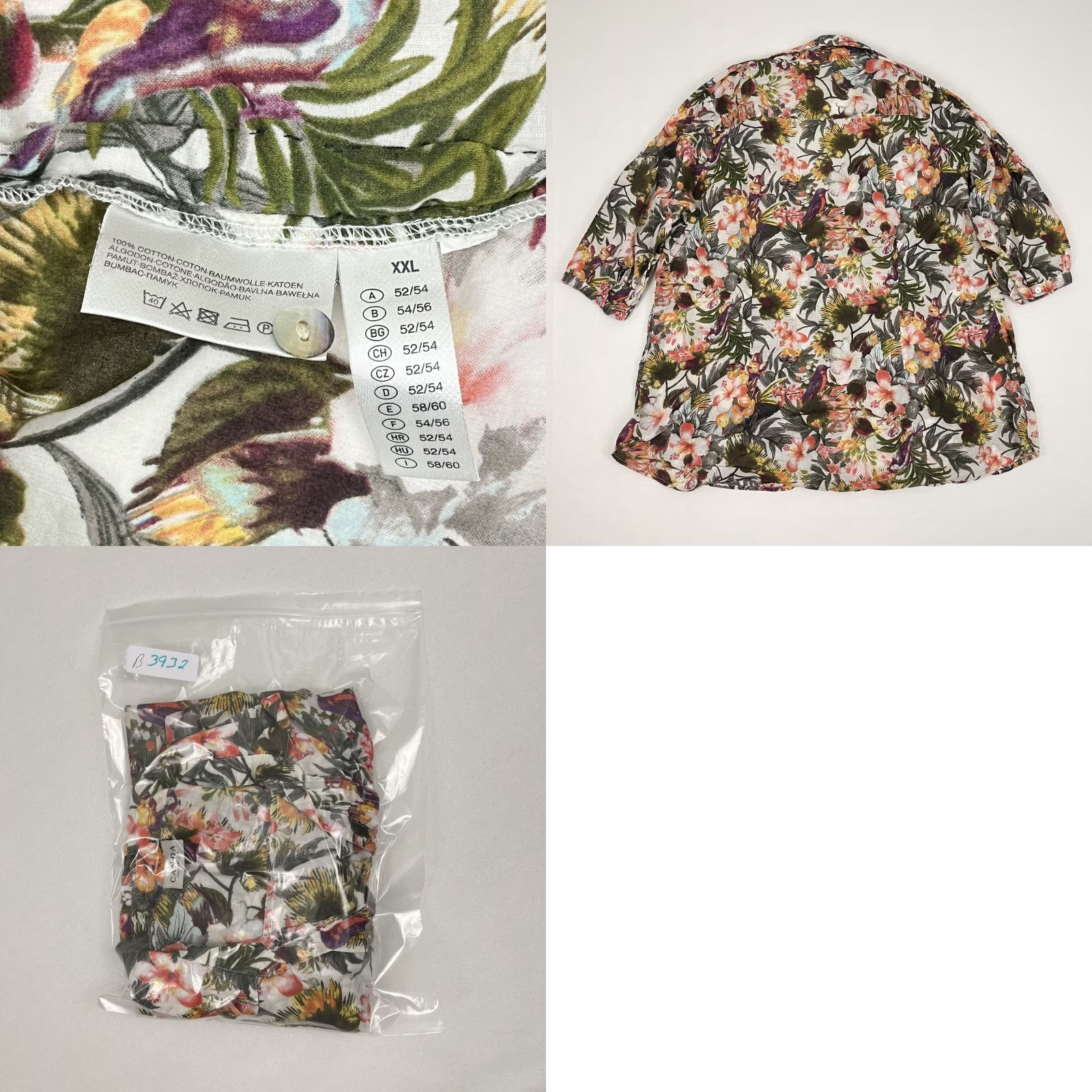 C&A Canda Blouse Womens 2XL Multi Floral Bird Sheer Lightweight Popover Boho C&A Size XXL / US 16-18 / IT 52-54 - 8 Thumbnail