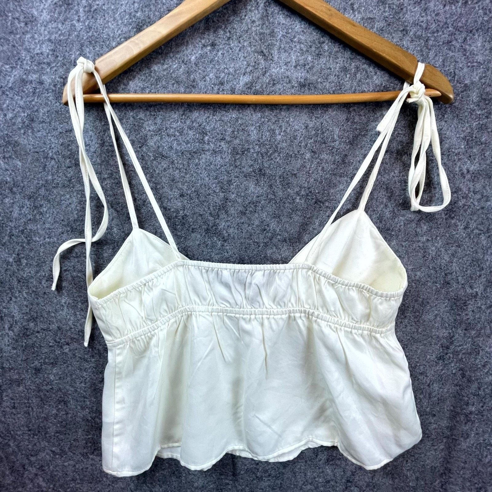 WeWoreWhat Weworewhat Cropped Camisole Top Womens M Off White Strappy Size M / US 6-8 / IT 42-44 - 2 Thumbnail