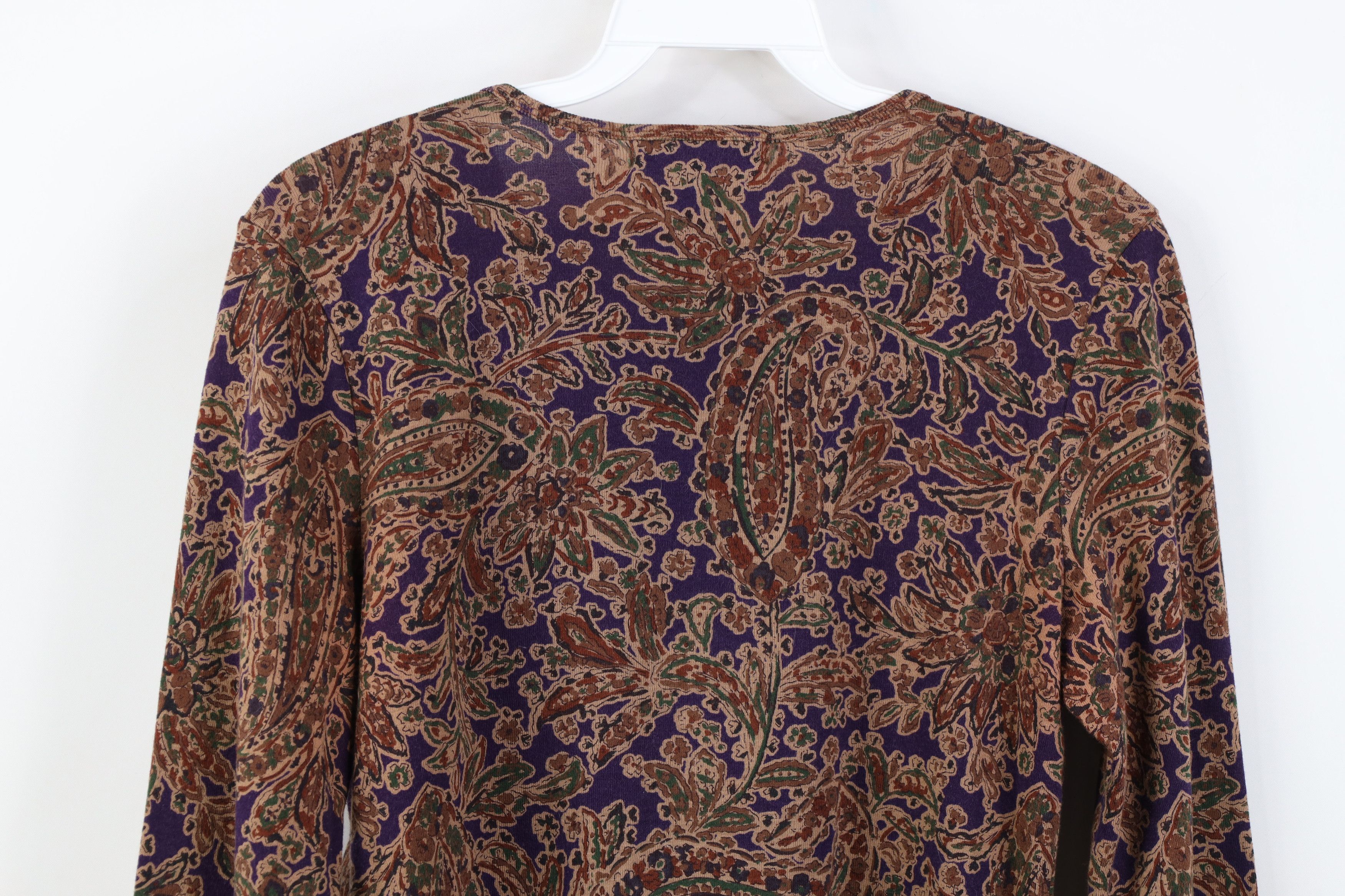 Ralph Lauren Vintage 90s Ralph Lauren Flower Ribbed Long Sleeve T-Shirt Size S / US 4 / IT 40 - 8 Thumbnail