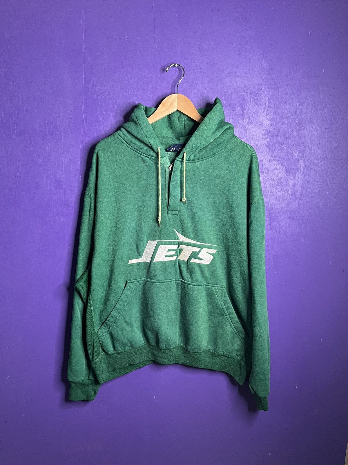 NFL × Starter × Vintage Vintage 80s New York jets logo button hoodie Size US XXL / EU 58 / 5 - 1 Thumbnail