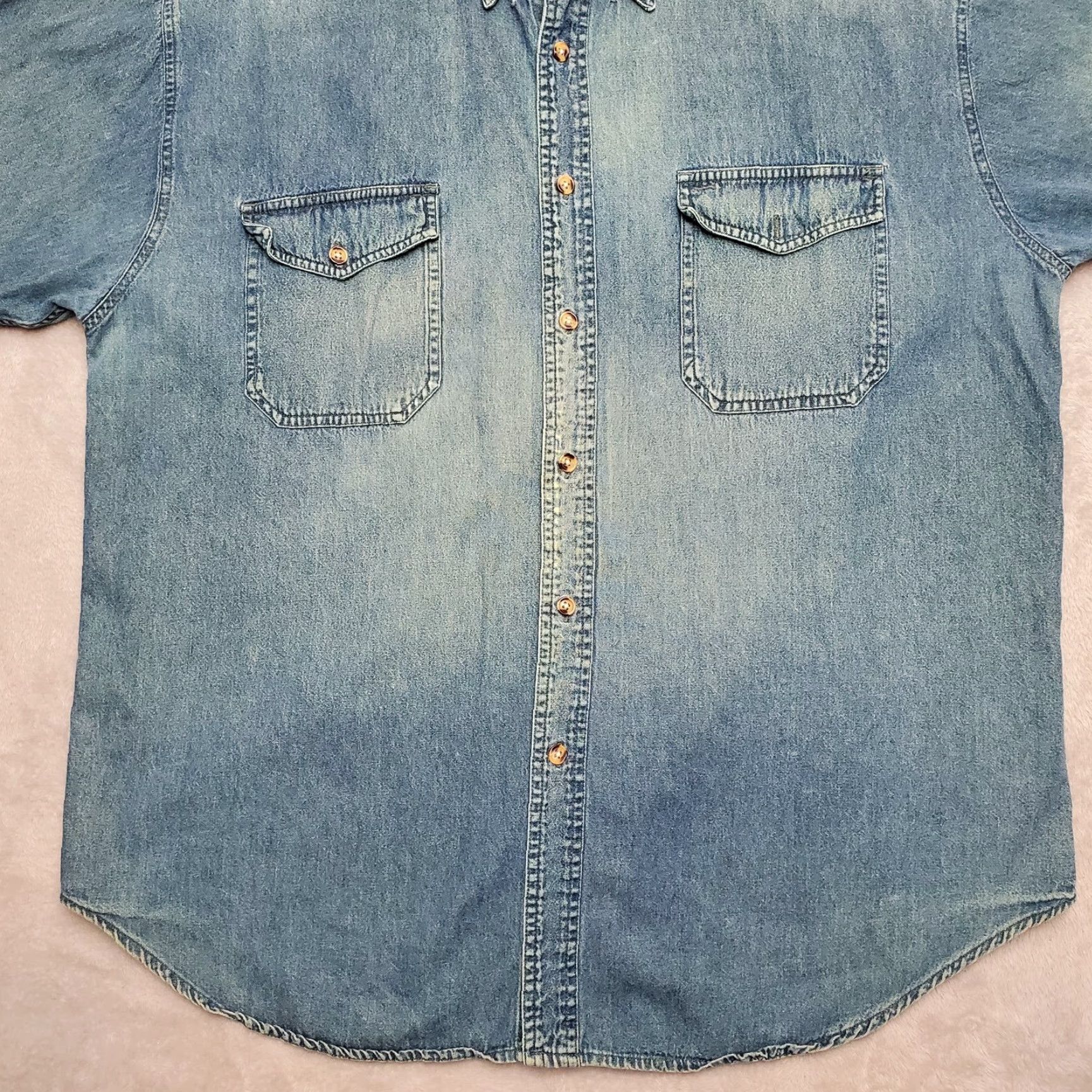 Vintage VINTAGE World Island Shirt Men XL Blue Denim Button-Up Western Workwear Size US XL / EU 56 / 4 - 3 Thumbnail